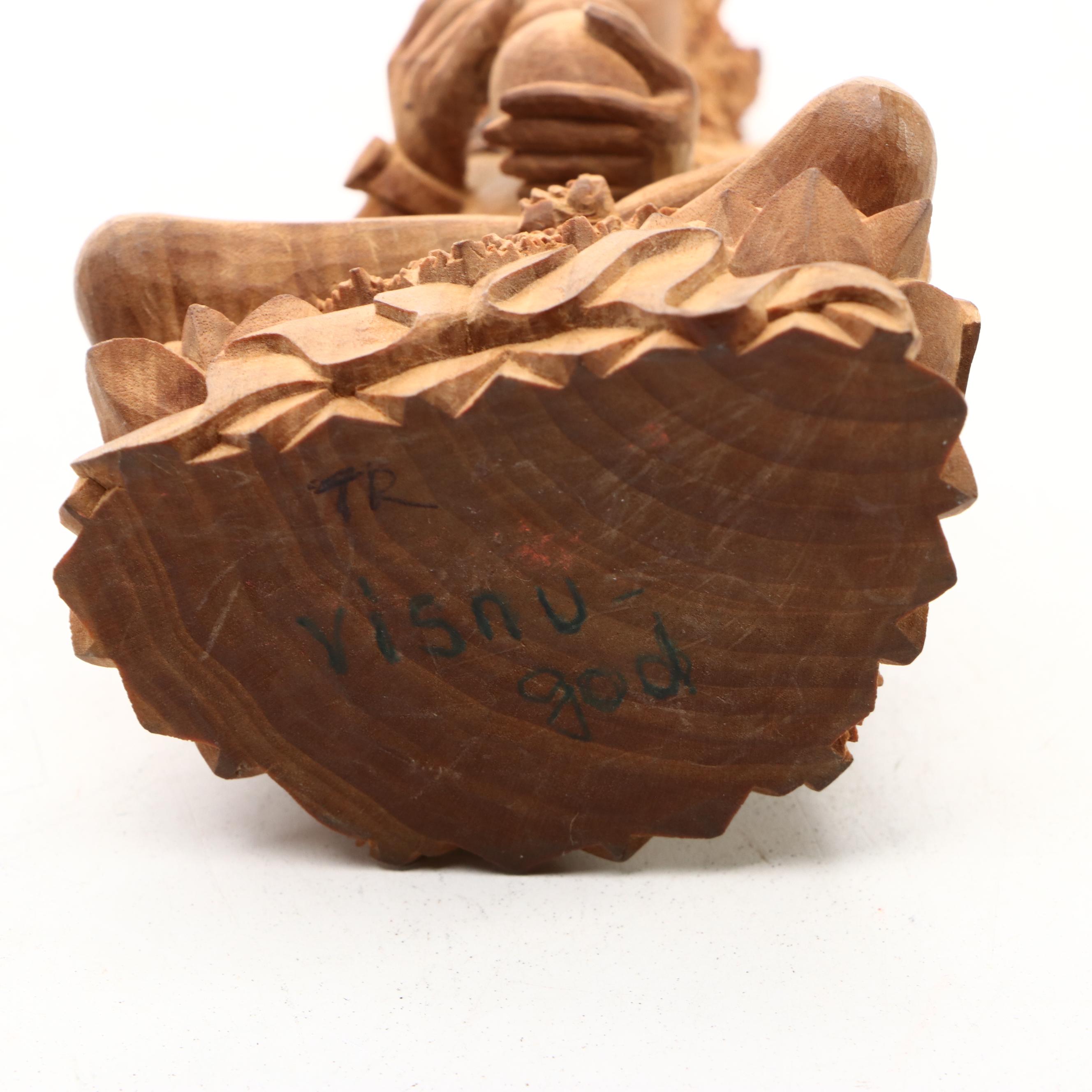 Southeast Asian Style Carved Wood Shiva Statue