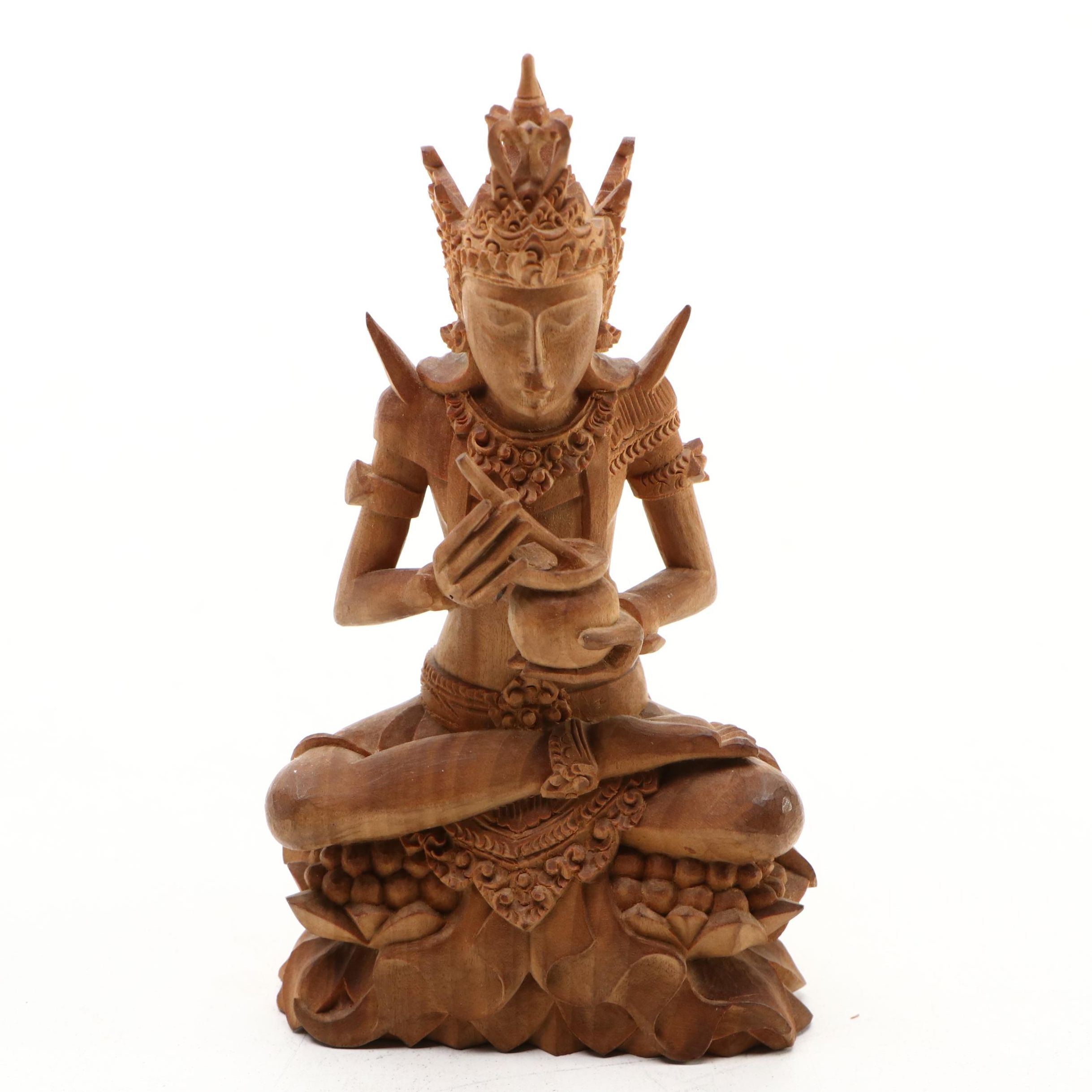 Southeast Asian Style Carved Wood Shiva Statue