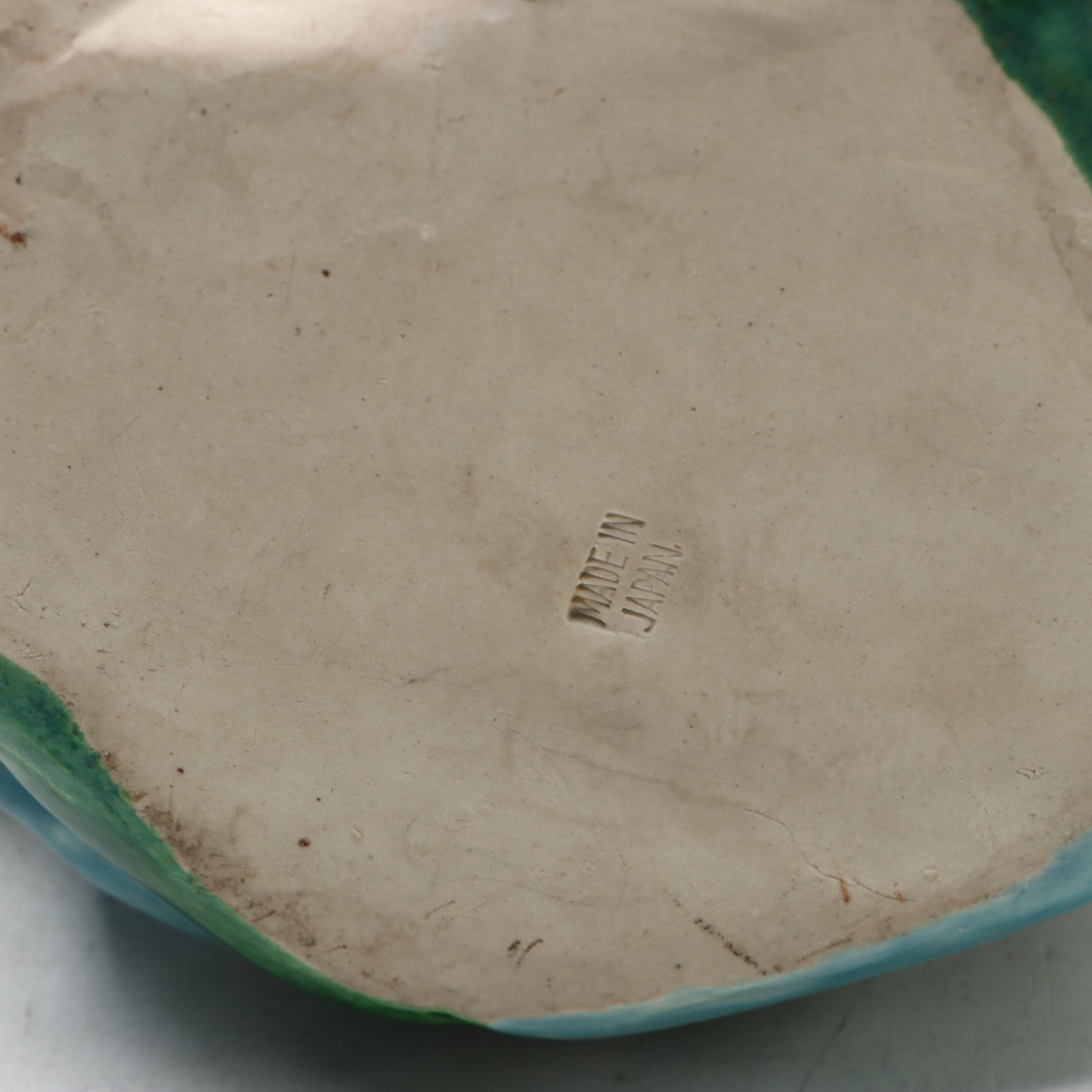 Japanese Banko with English Majolica Figural Teapots and Man in the Moon Jug