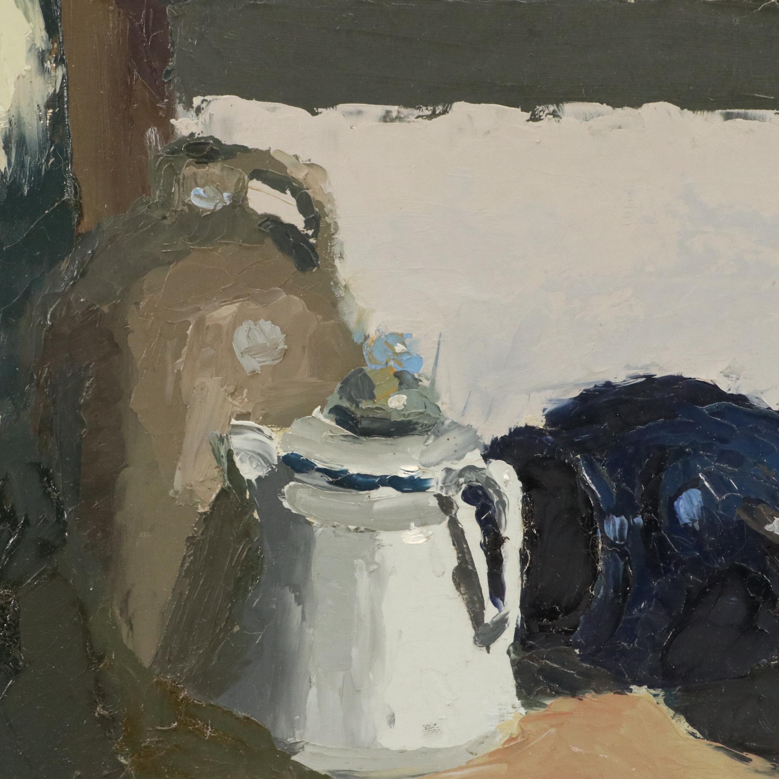 Impasto Kitchen Oil Painting, Mid-Late 20th Century