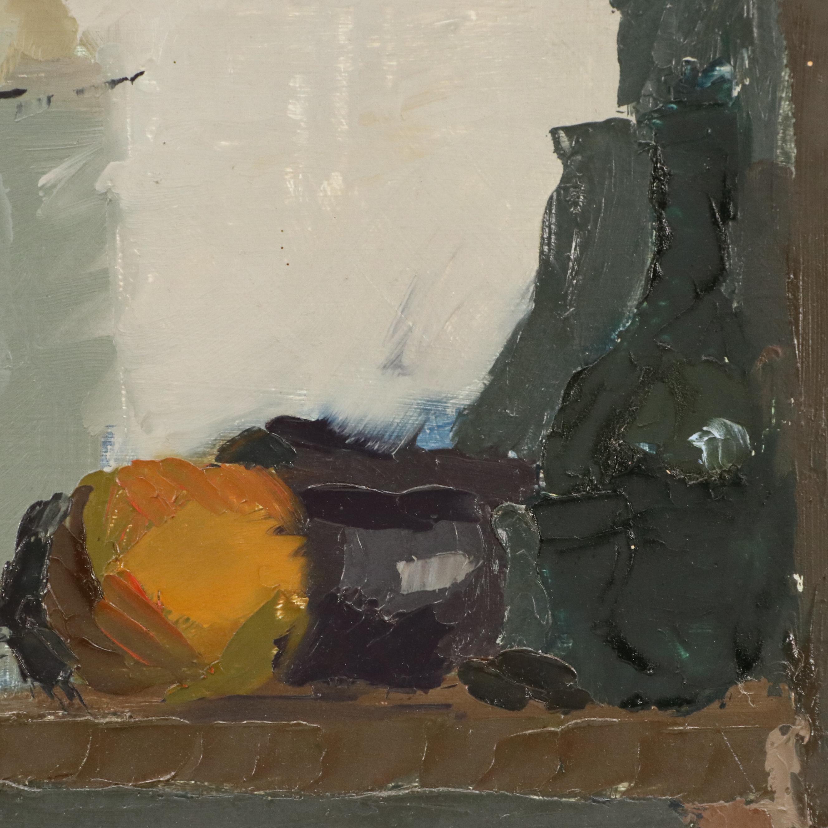 Impasto Kitchen Oil Painting, Mid-Late 20th Century