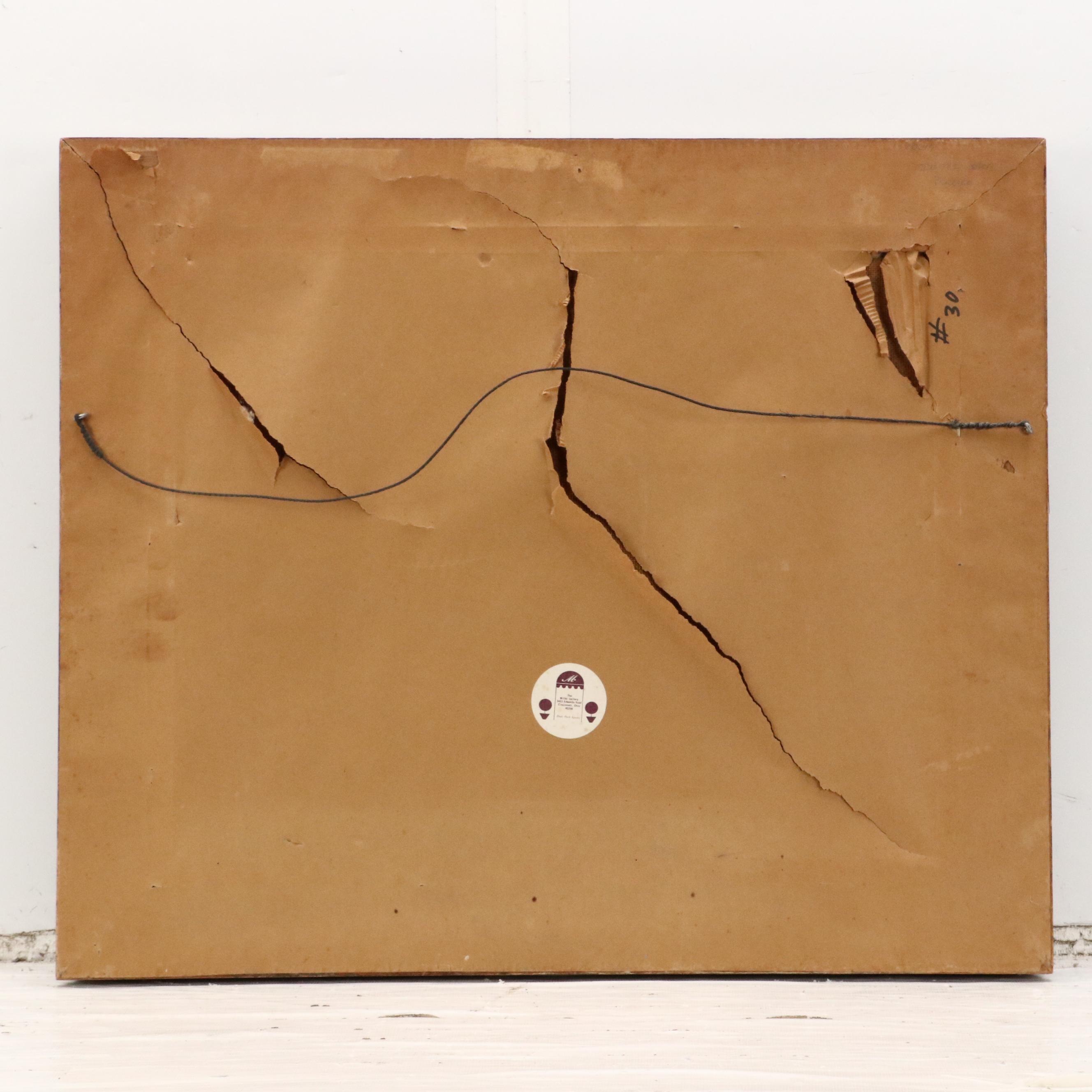 Impasto Kitchen Oil Painting, Mid-Late 20th Century