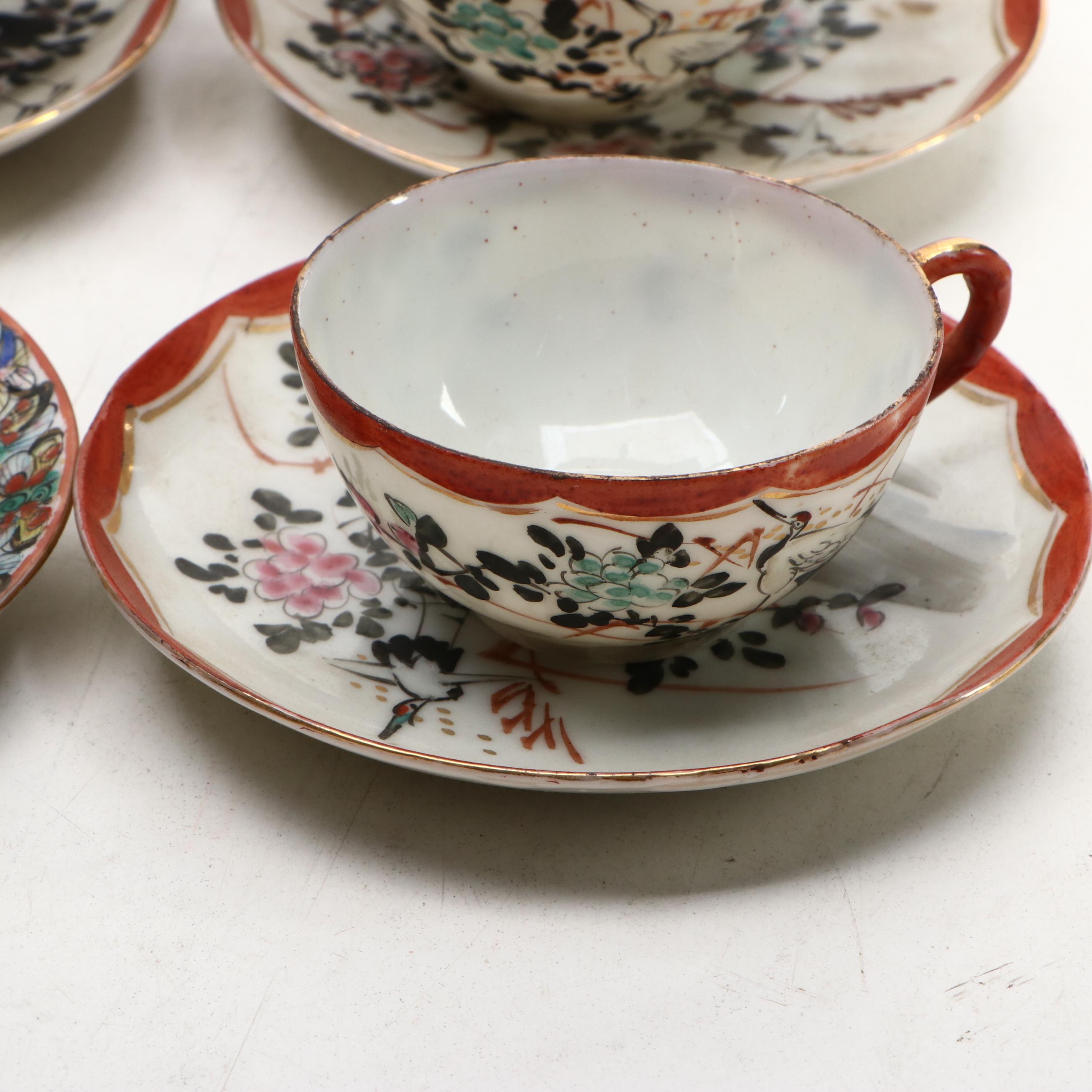 Japanese Kutani Porcelain Tea Set with Chinese Famille Rose and Other Décor