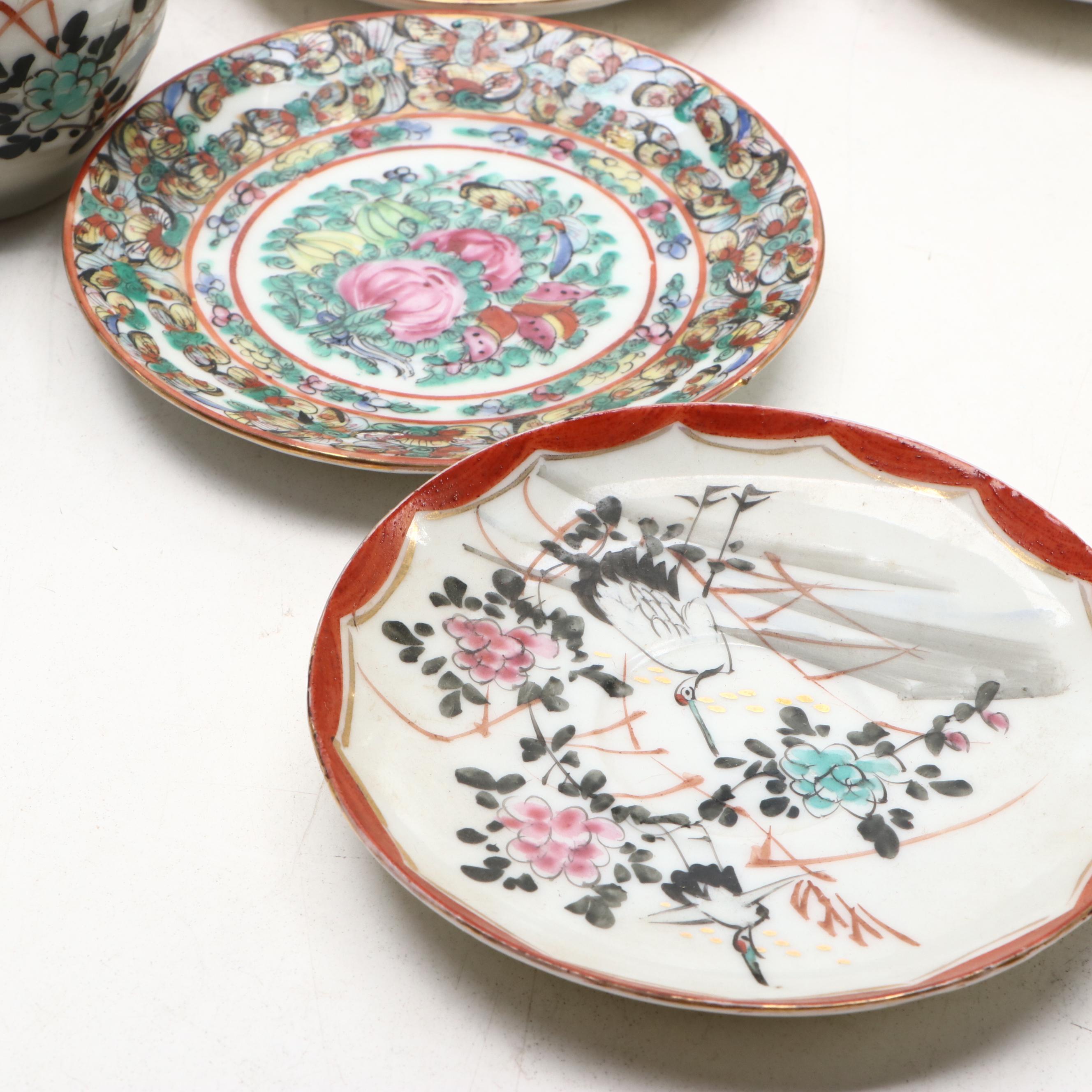 Japanese Kutani Porcelain Tea Set with Chinese Famille Rose and Other Décor