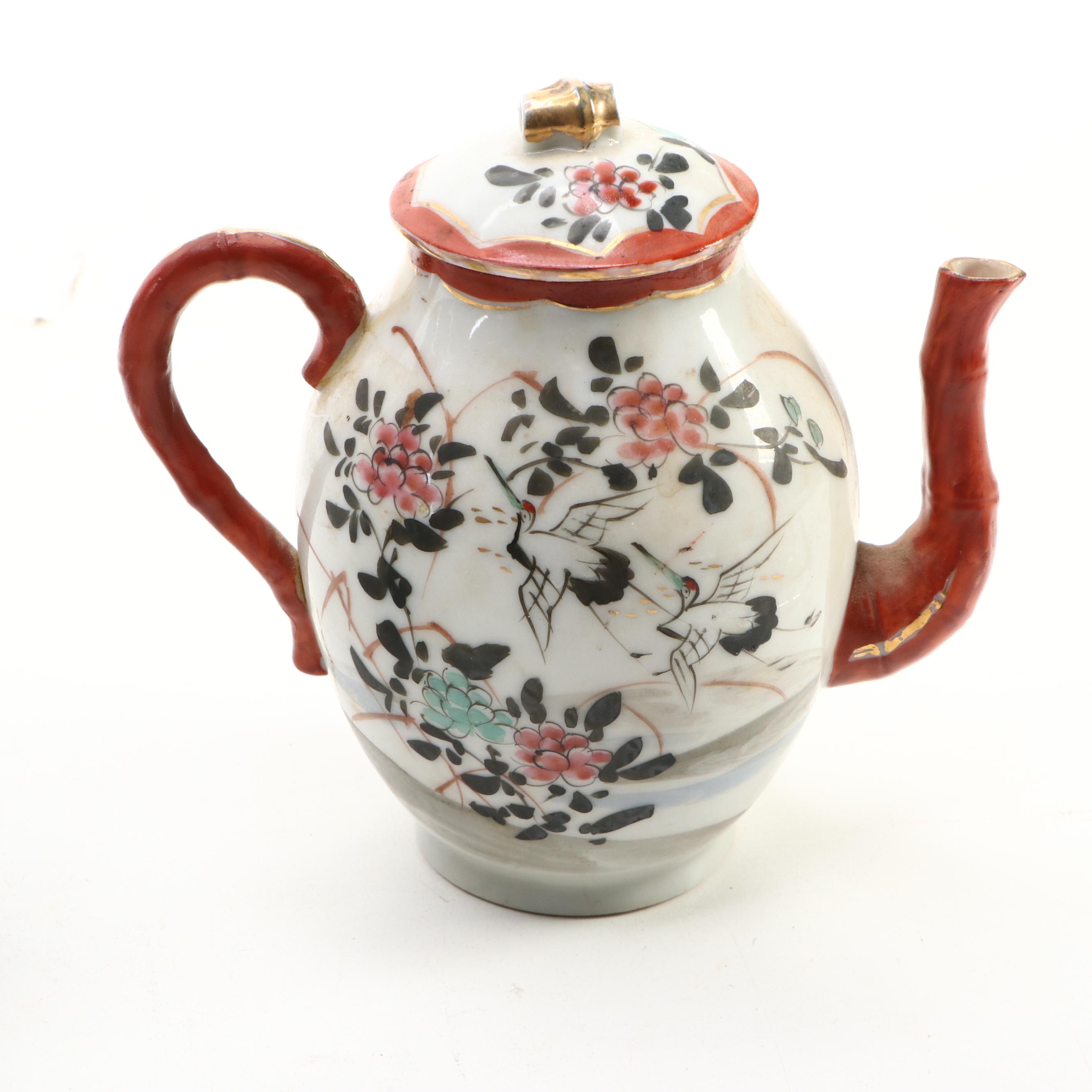 Japanese Kutani Porcelain Tea Set with Chinese Famille Rose and Other Décor