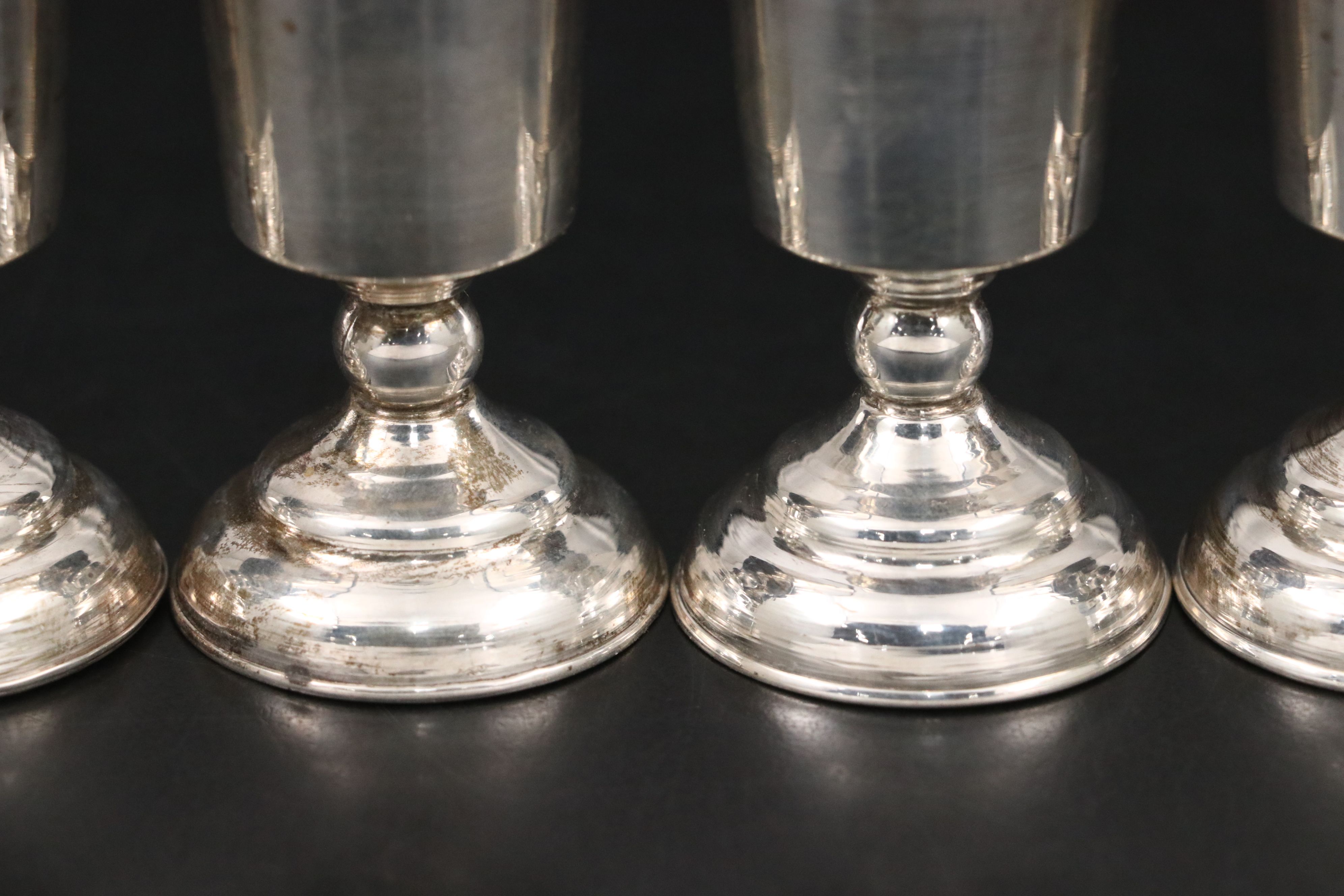 Mexican Sterling Silver and Glass Cordial or Shot Glasses