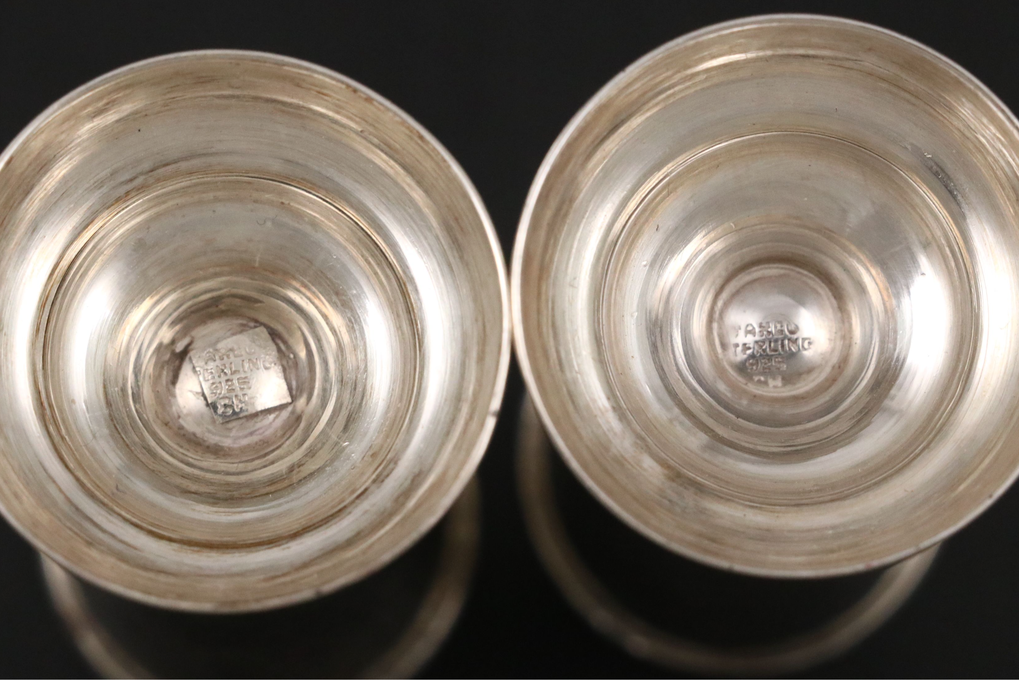 Mexican Sterling Silver and Glass Cordial or Shot Glasses