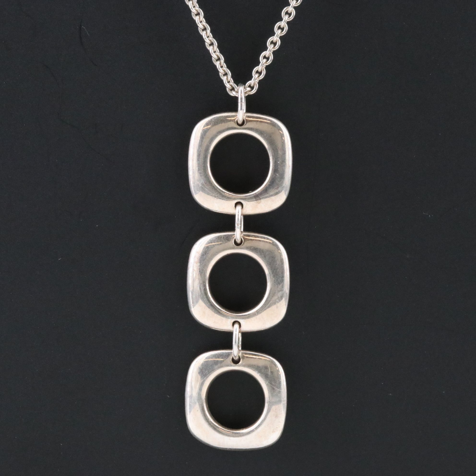 Tiffany & Co. Sterling Cushion Square Drop Necklace