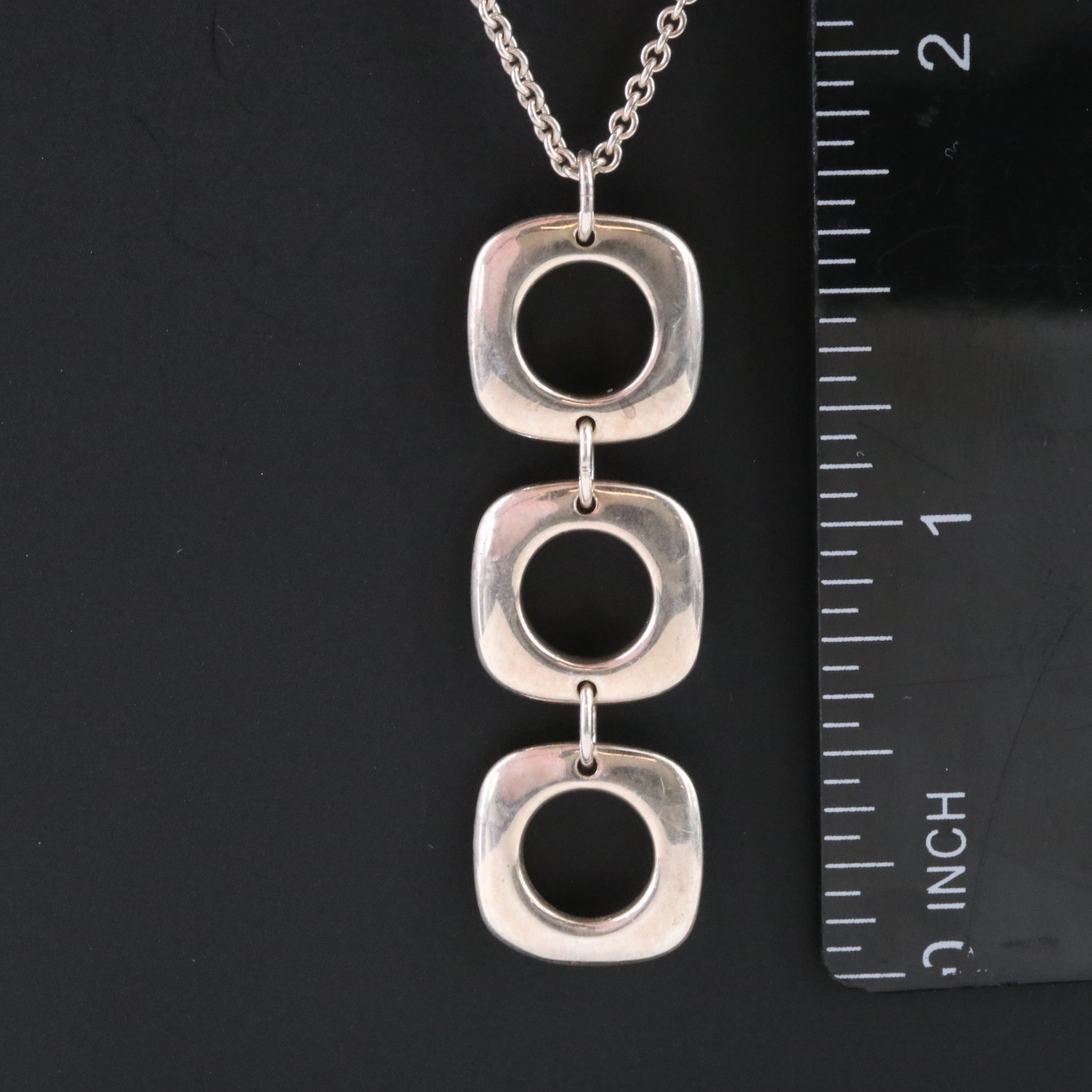 Tiffany & Co. Sterling Cushion Square Drop Necklace