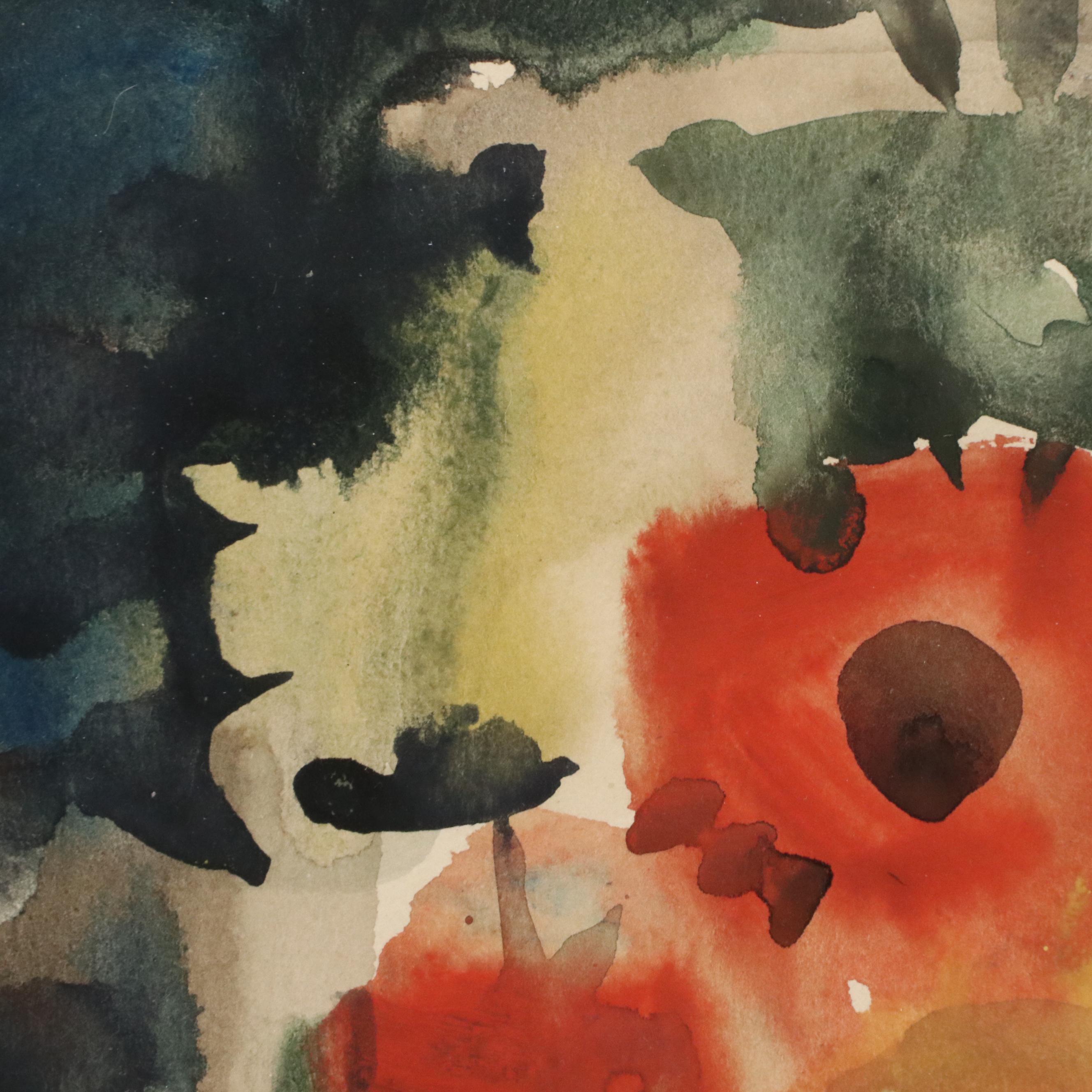 Jack Meanwell Floral Still Life Watercolor Painting, Late 20th Century