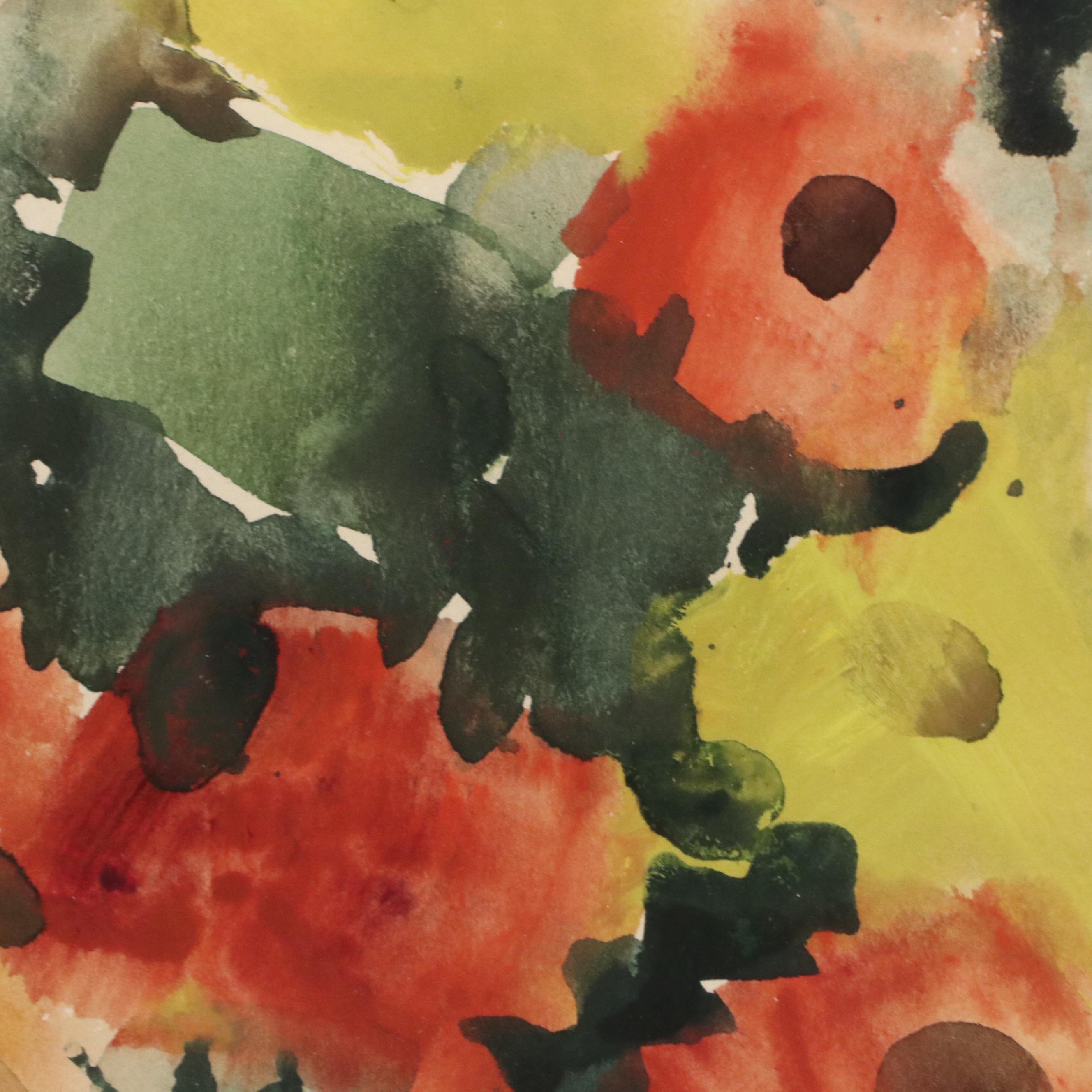 Jack Meanwell Floral Still Life Watercolor Painting, Late 20th Century