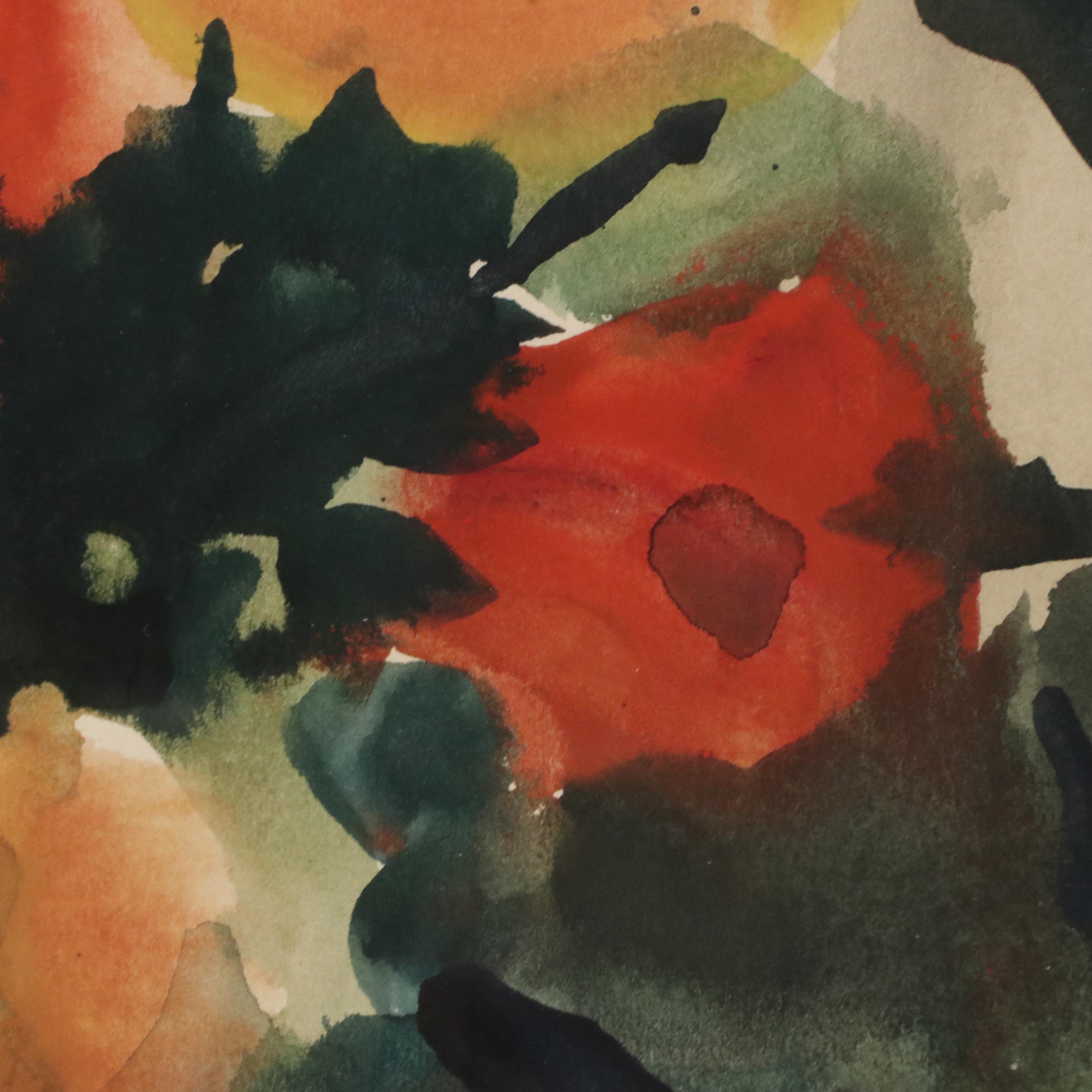 Jack Meanwell Floral Still Life Watercolor Painting, Late 20th Century