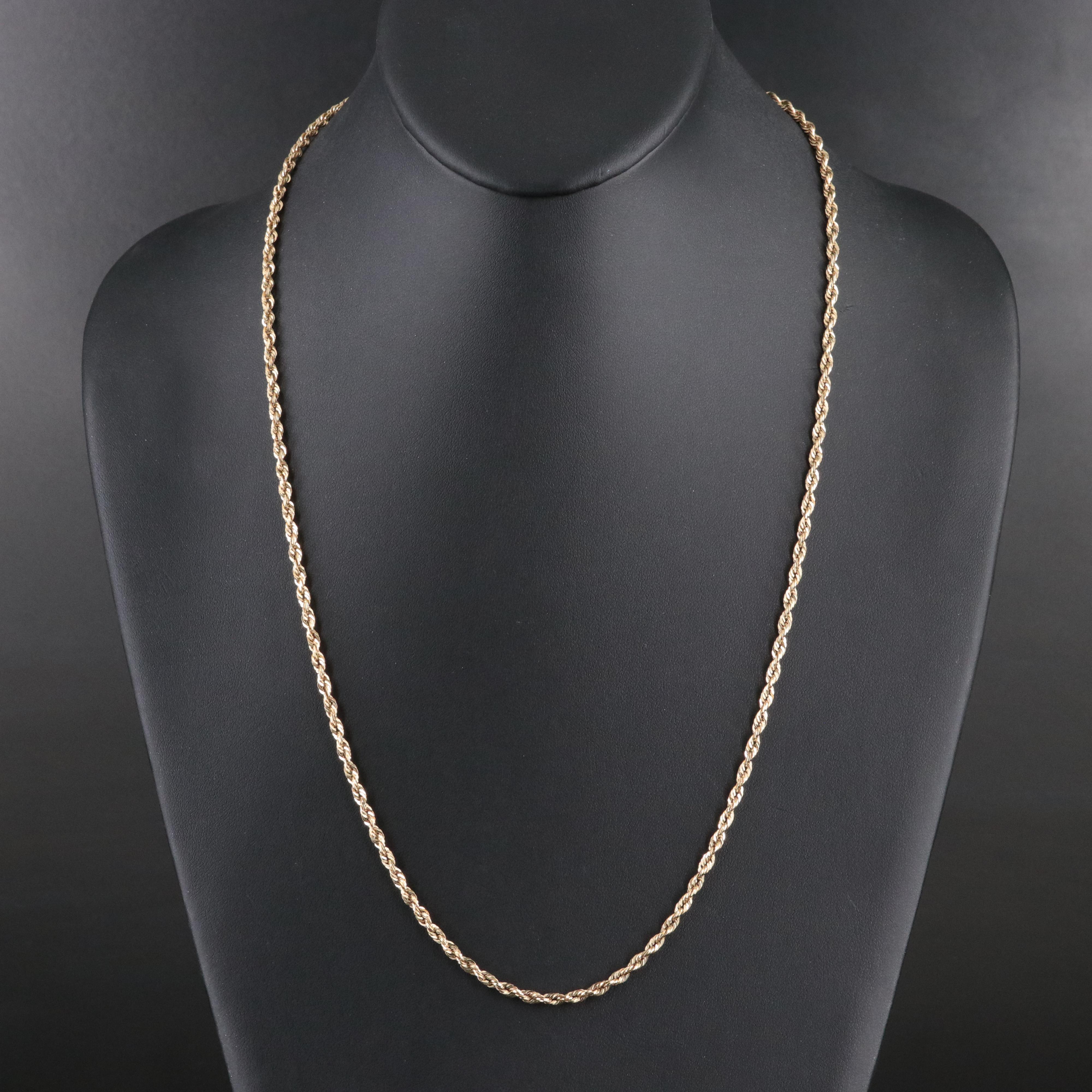 10K Braided Rope Chain Necklace