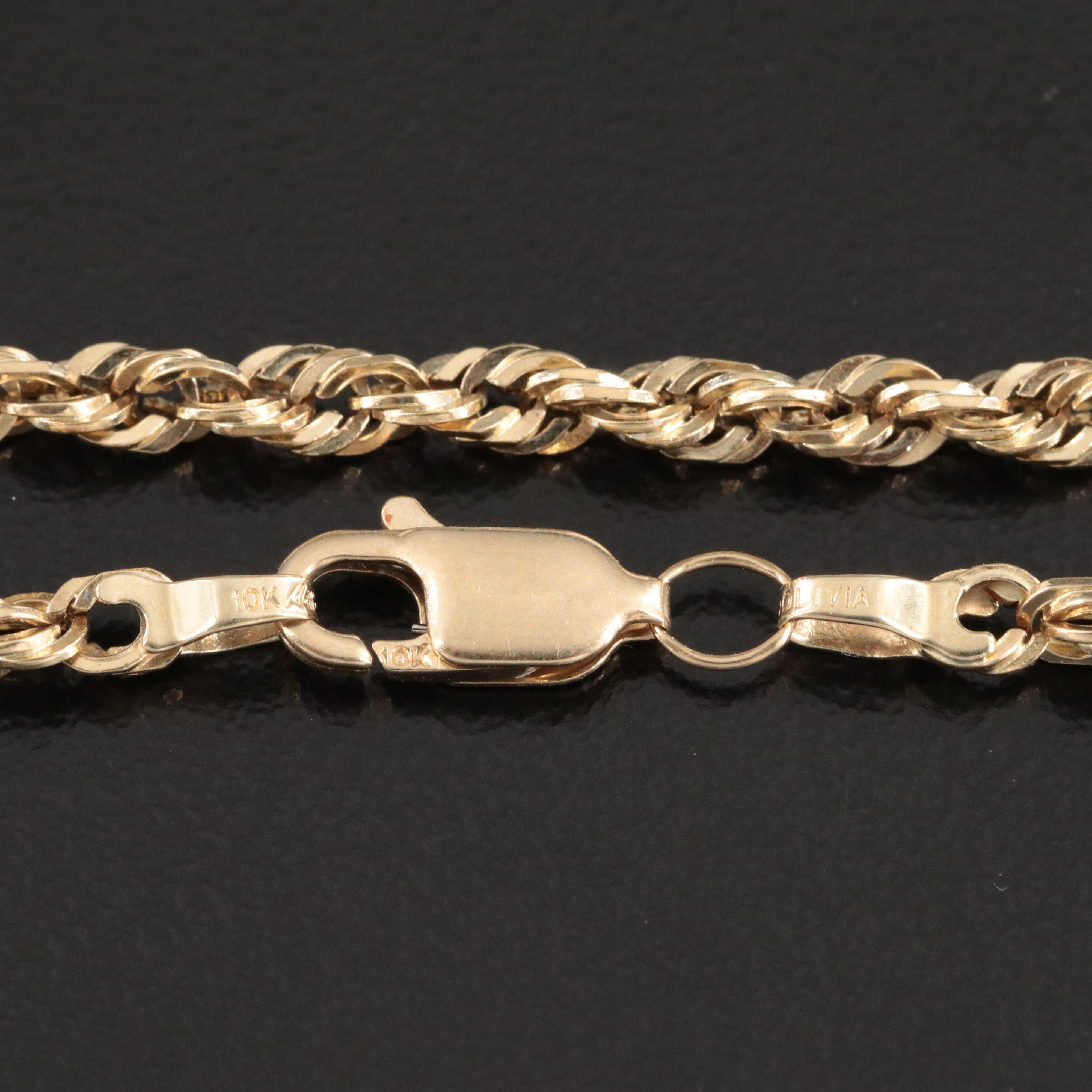 10K Braided Rope Chain Necklace