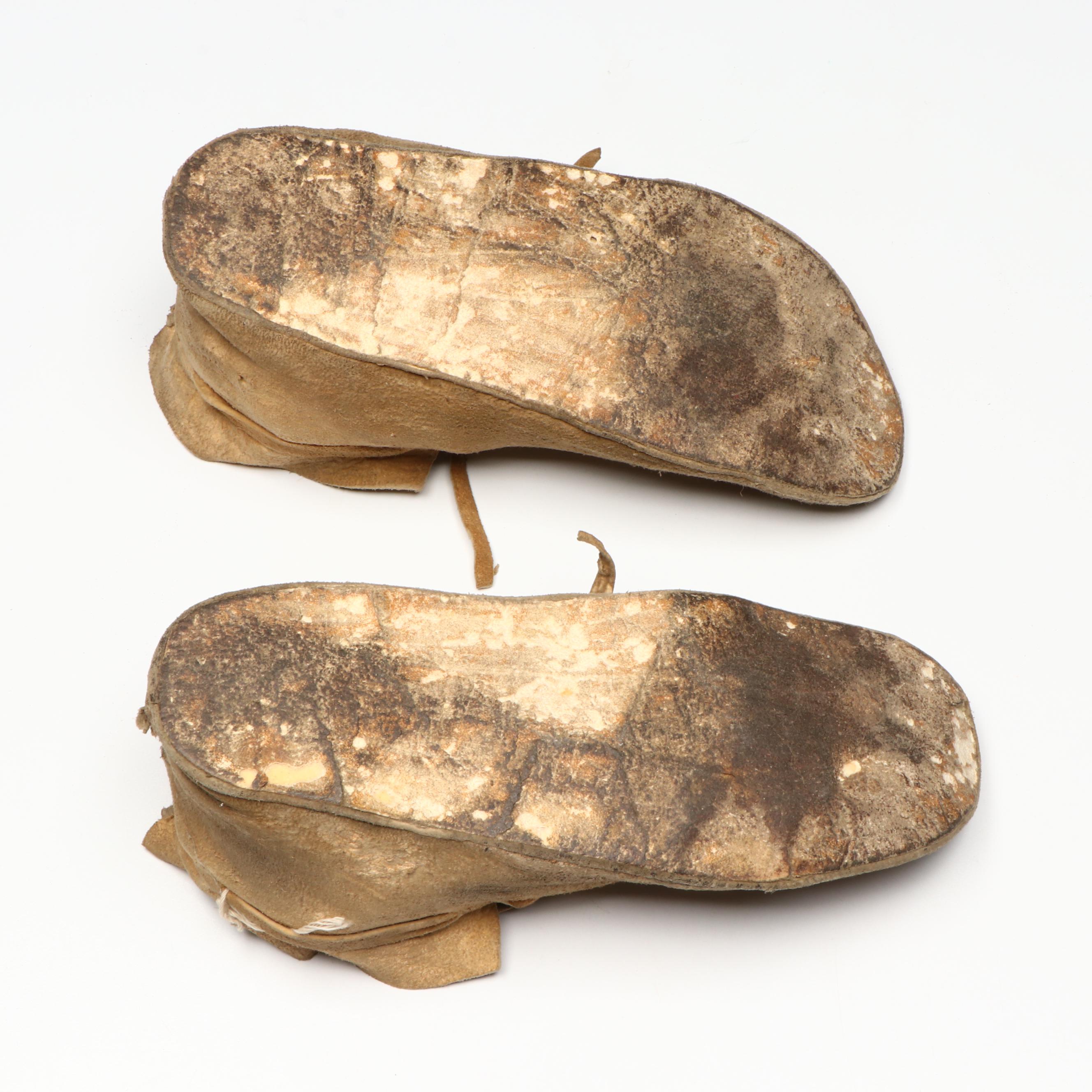 Wind River Newe (Shoshone) Beaded Moccasins with Other Great Lakes Youth Pair