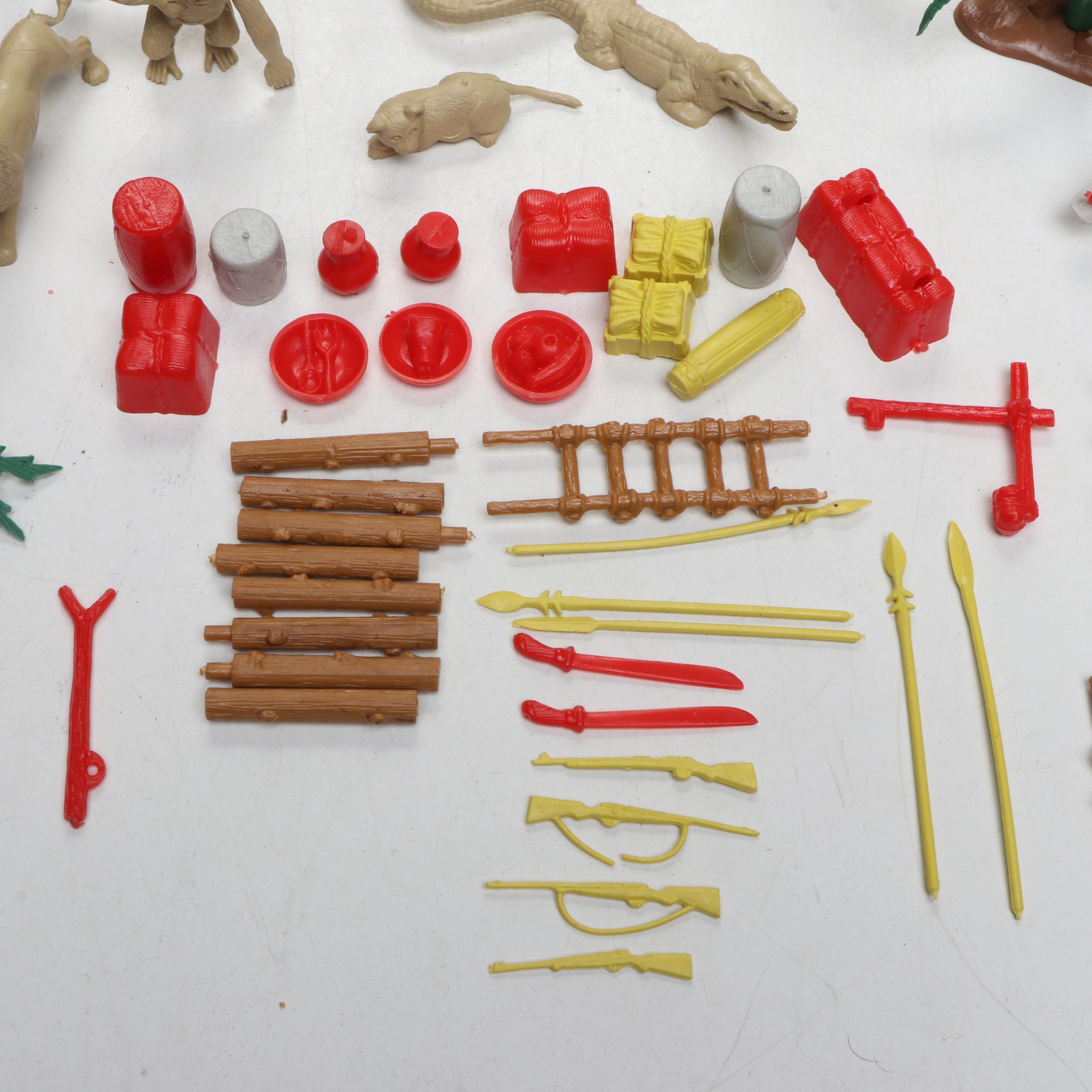 Marx Jungle Trading Post And Animals with More Plastic Scenery and Figures