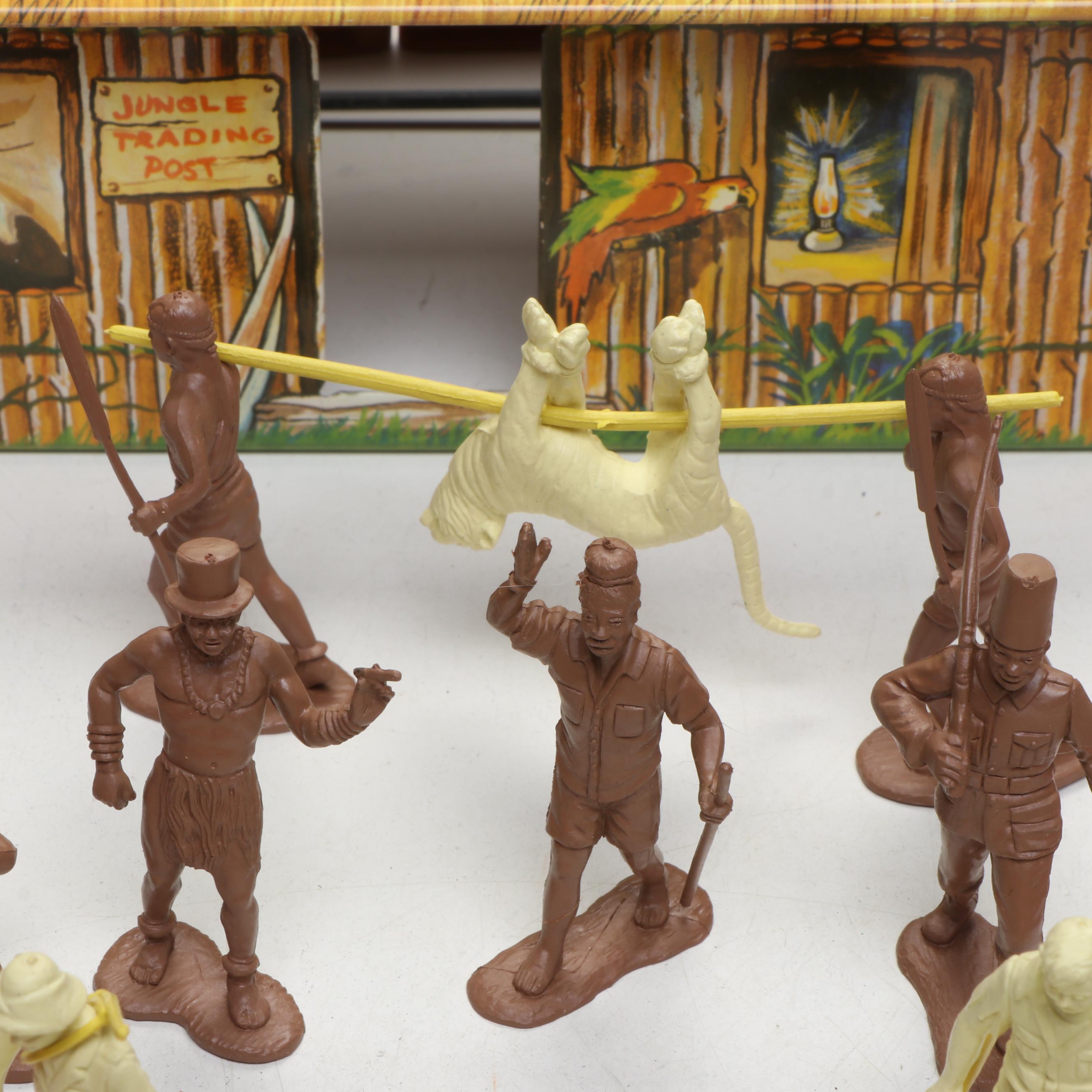 Marx Jungle Trading Post And Animals with More Plastic Scenery and Figures