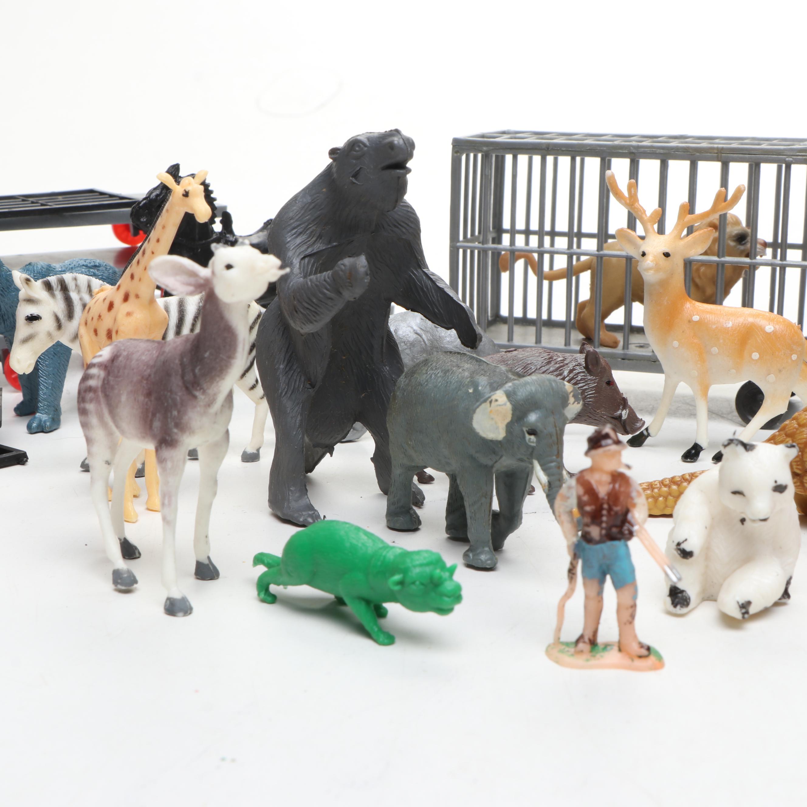 Marx Jungle Trading Post And Animals with More Plastic Scenery and Figures