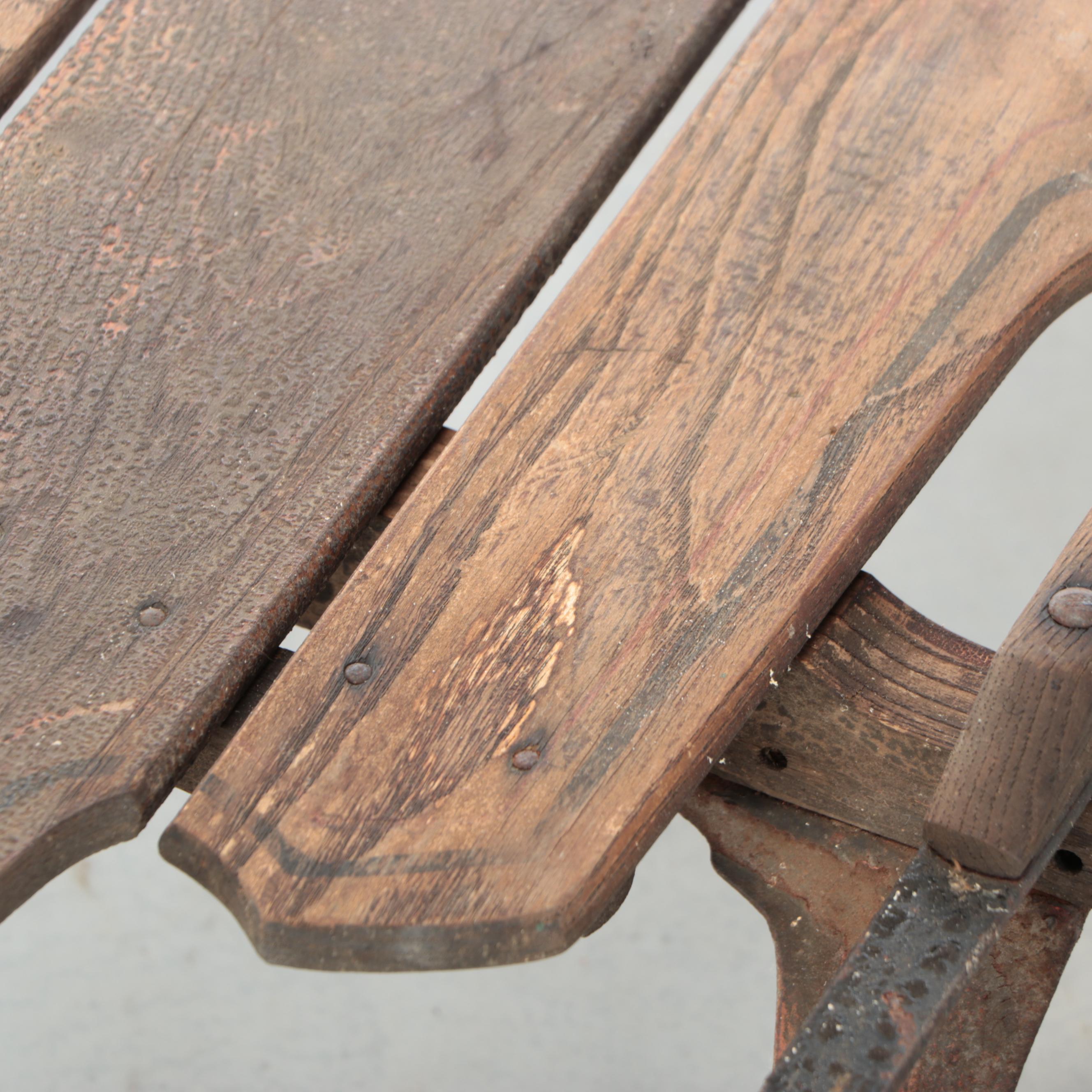 Vintage Oak and Metal Runner Sled