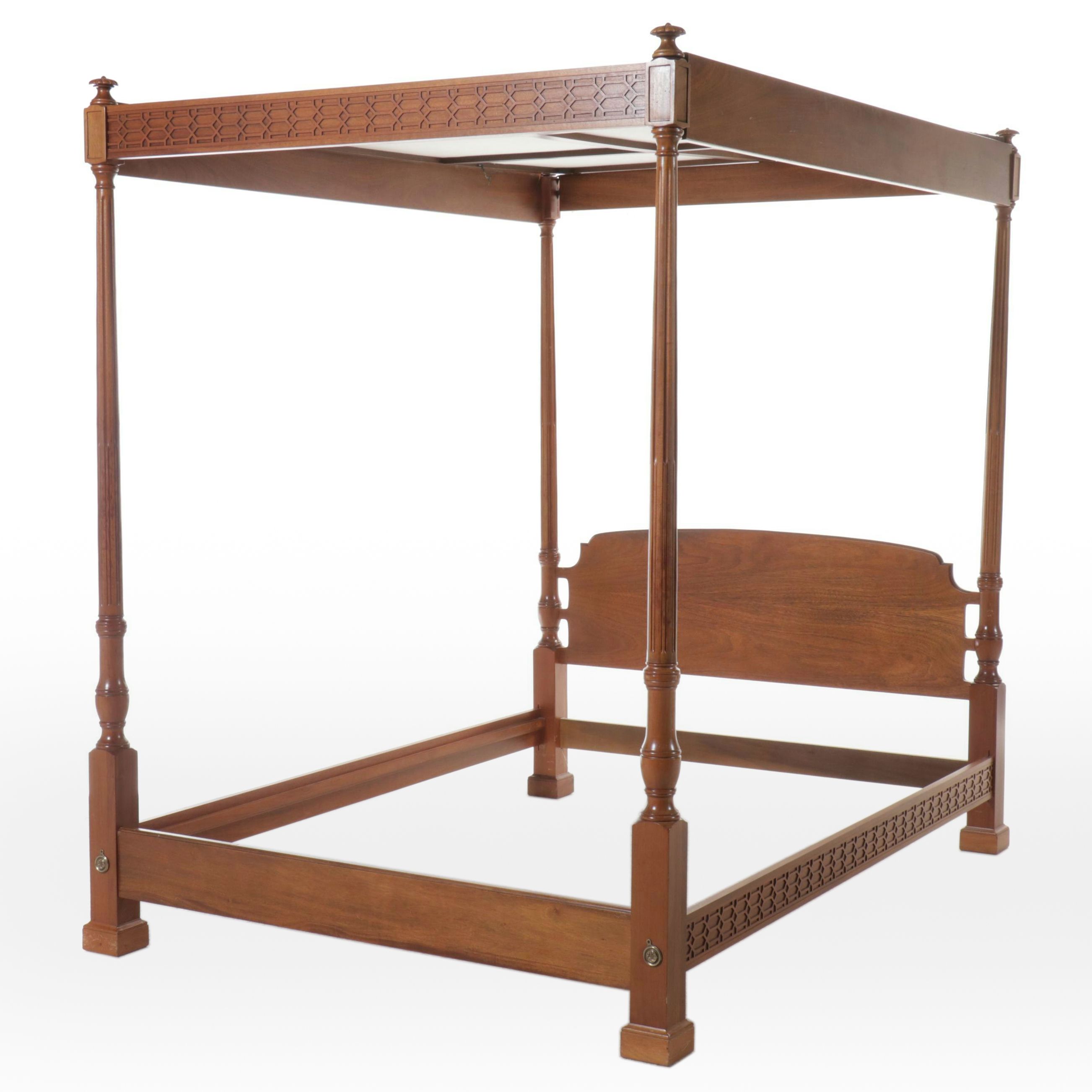 Georgian Style Mahogany Queen Size Four-Poster Canopy Bed Frame