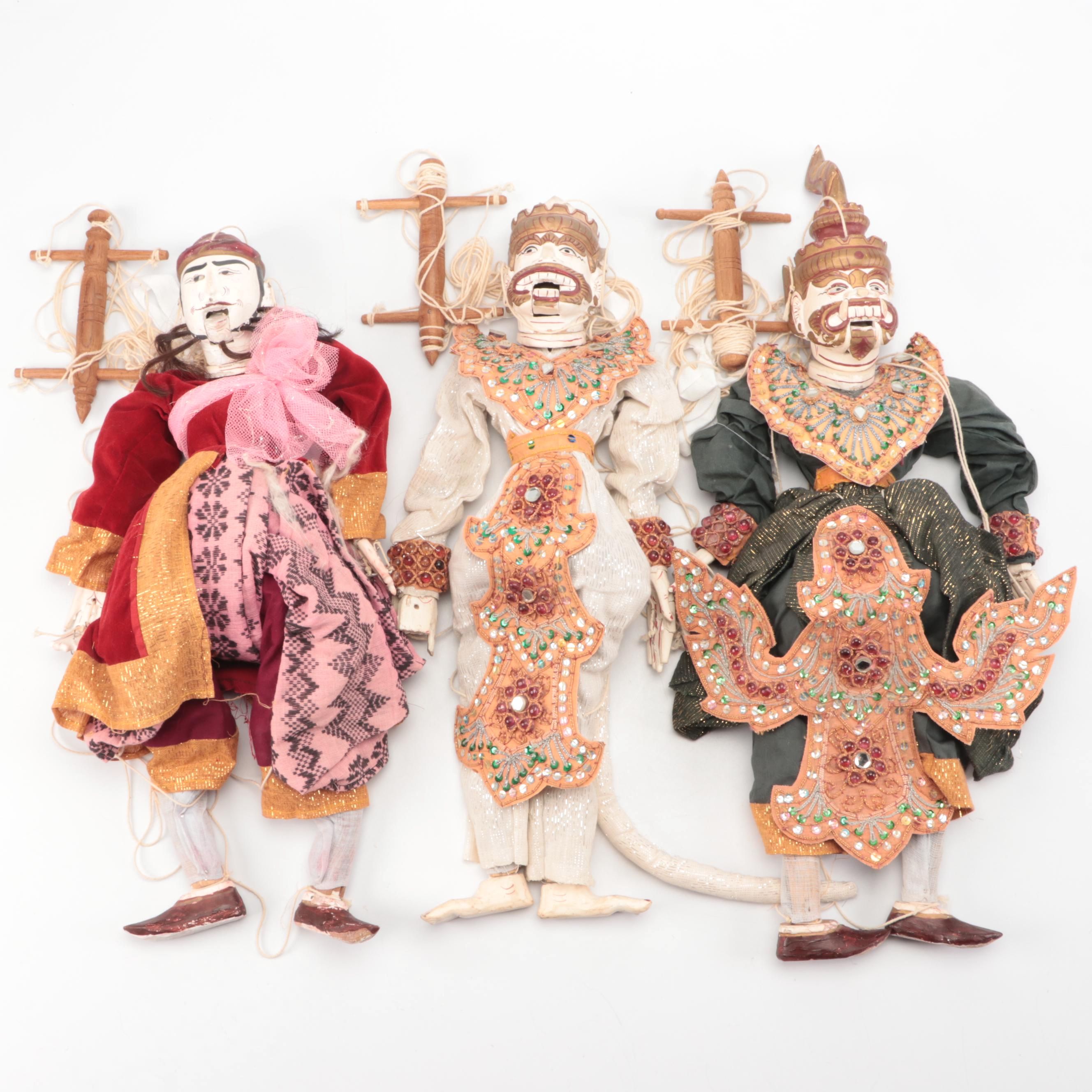 Southeast Asian Carved Wood Marionettes