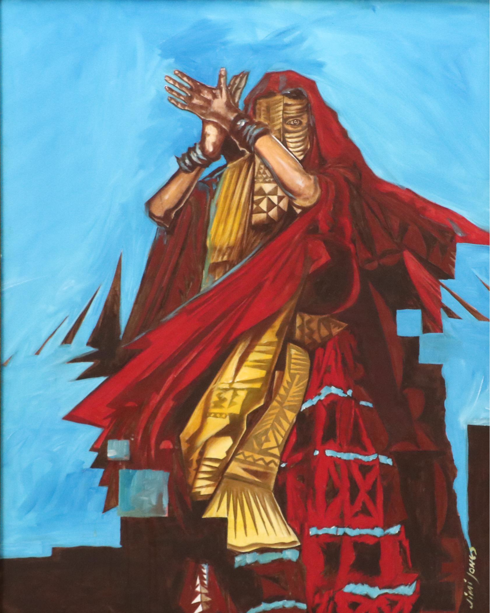 Jimi Jones Acrylic Painting of Bedouin Dancer