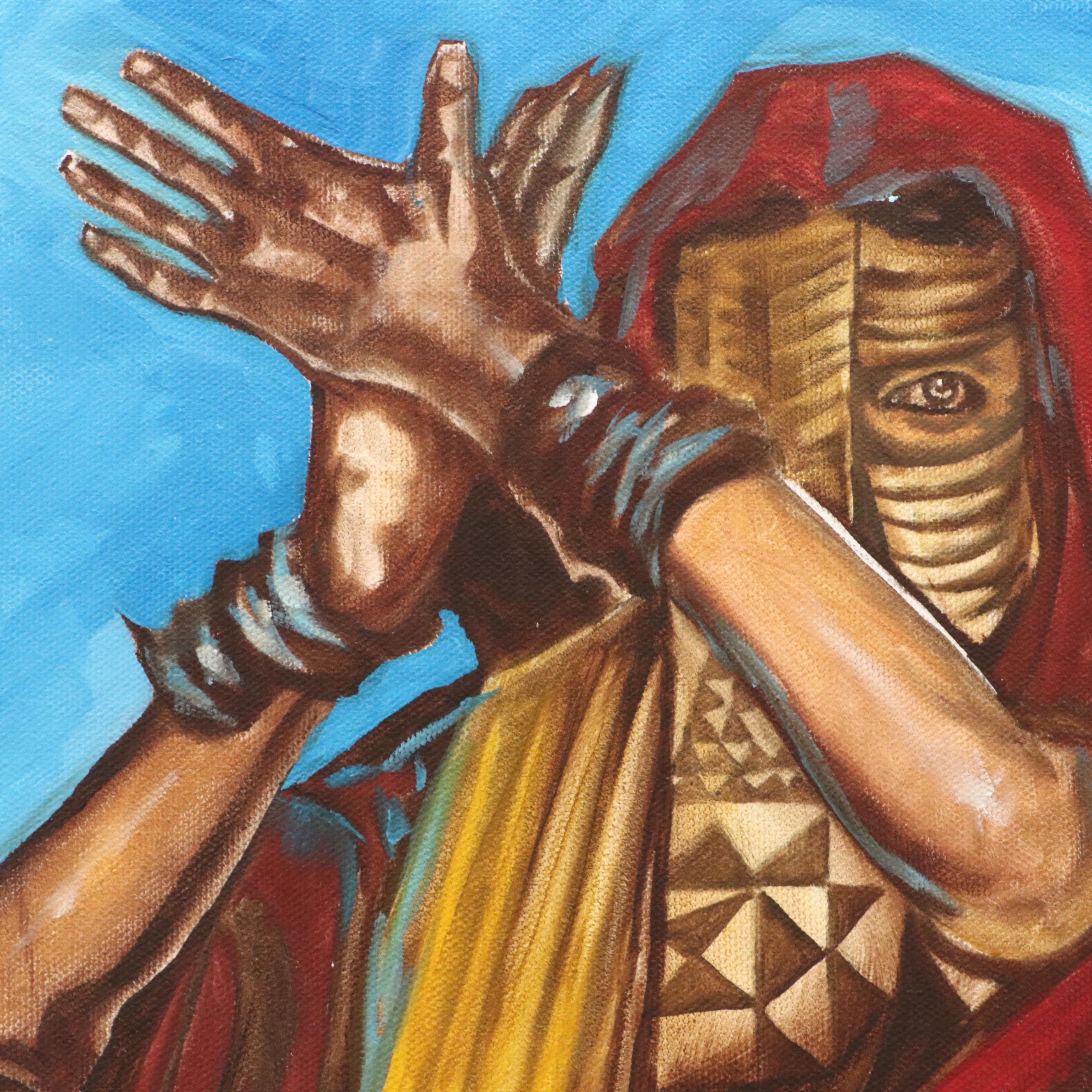 Jimi Jones Acrylic Painting of Bedouin Dancer