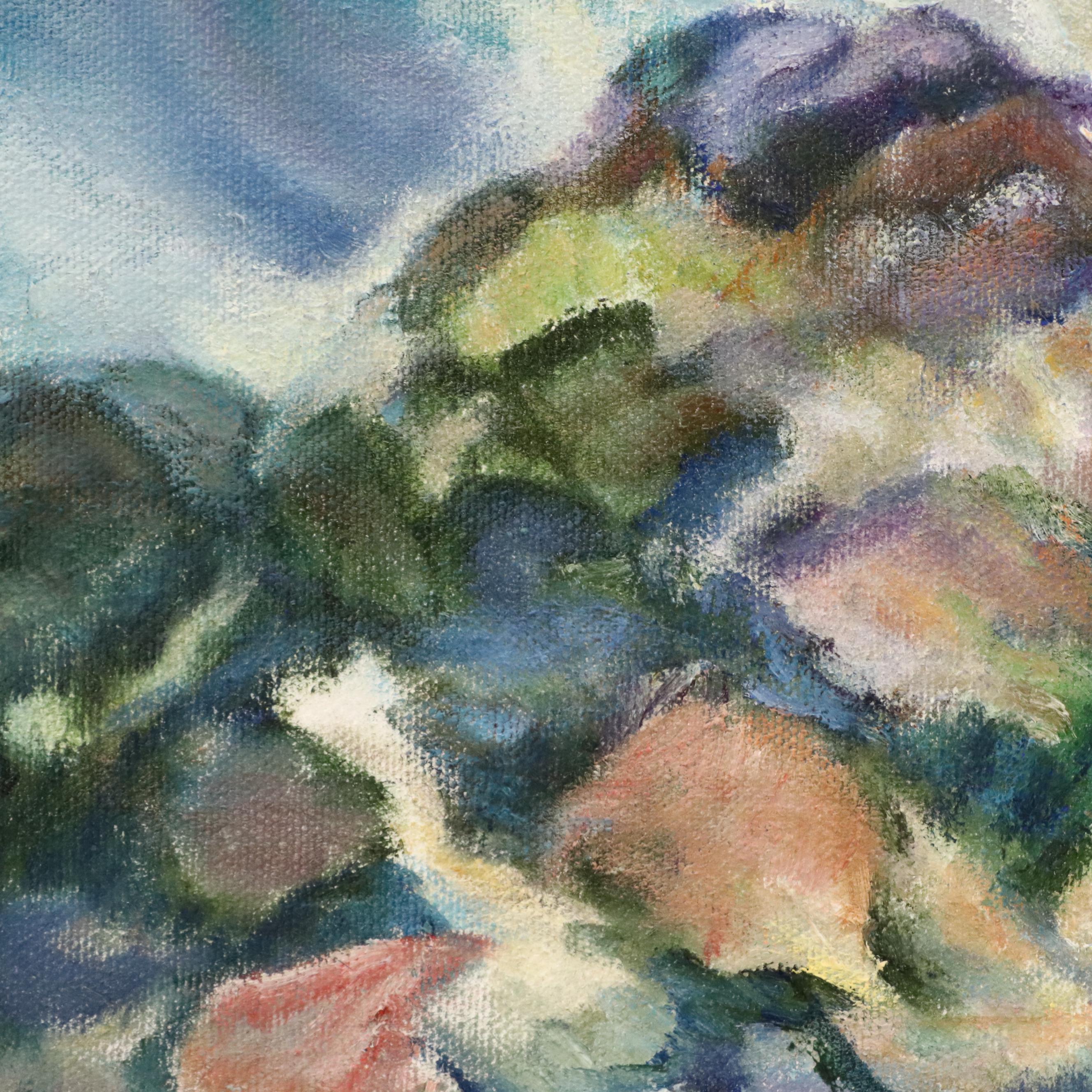 Nancy Pennington Coastal Landscape Oil Painting, Late 20th Century