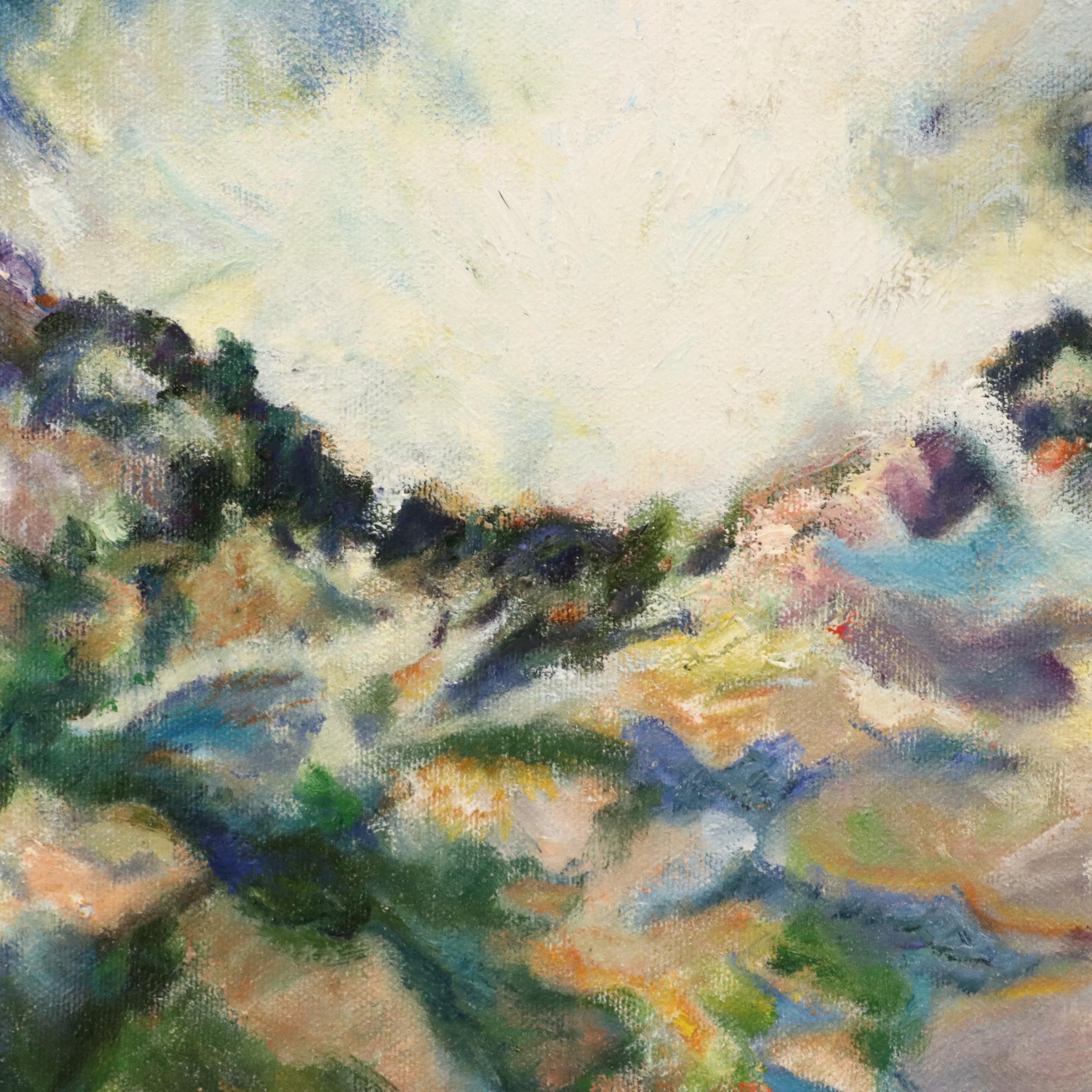 Nancy Pennington Coastal Landscape Oil Painting, Late 20th Century