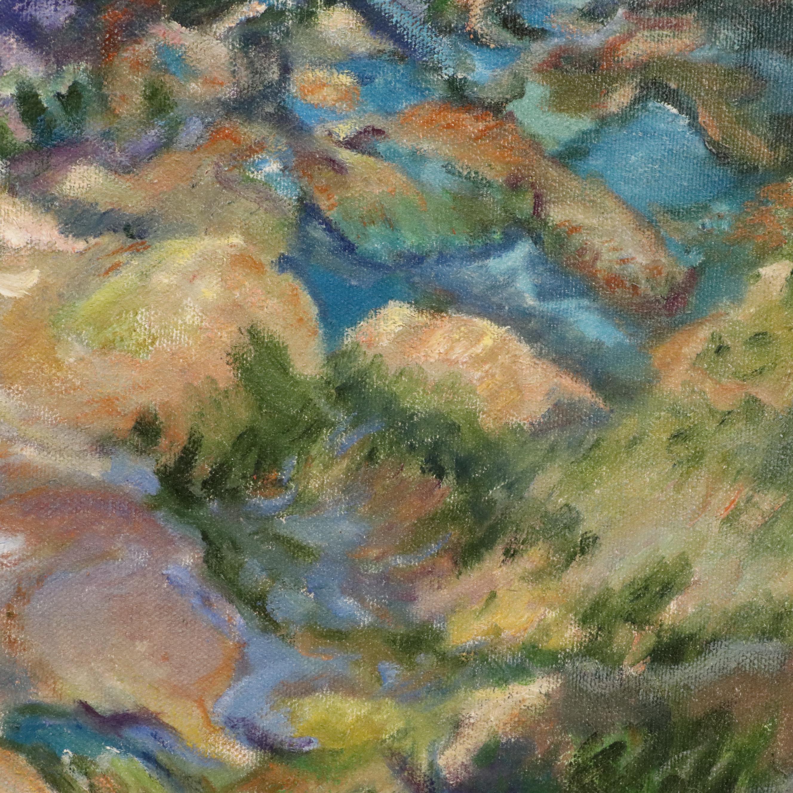 Nancy Pennington Coastal Landscape Oil Painting, Late 20th Century