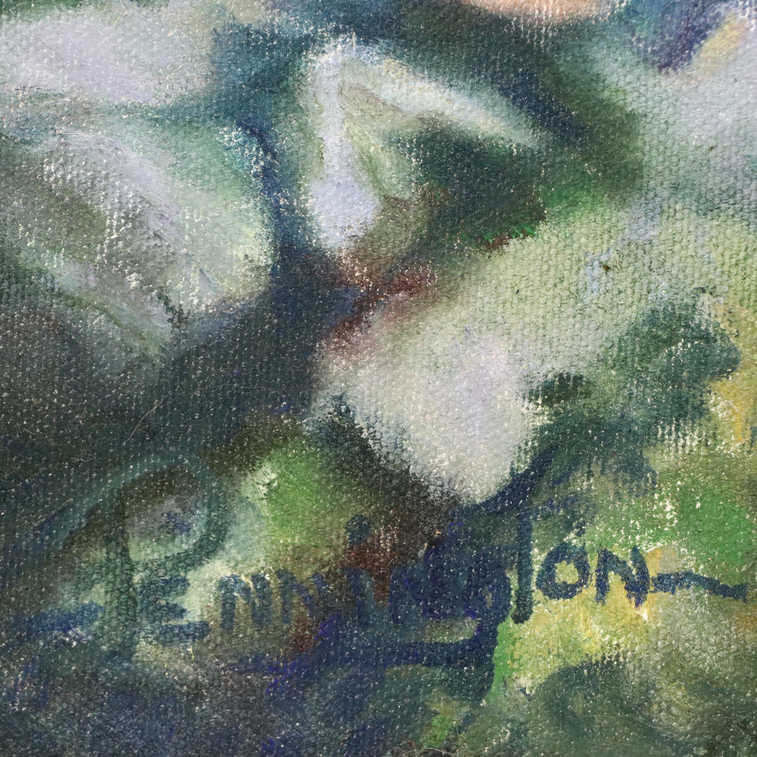 Nancy Pennington Coastal Landscape Oil Painting, Late 20th Century