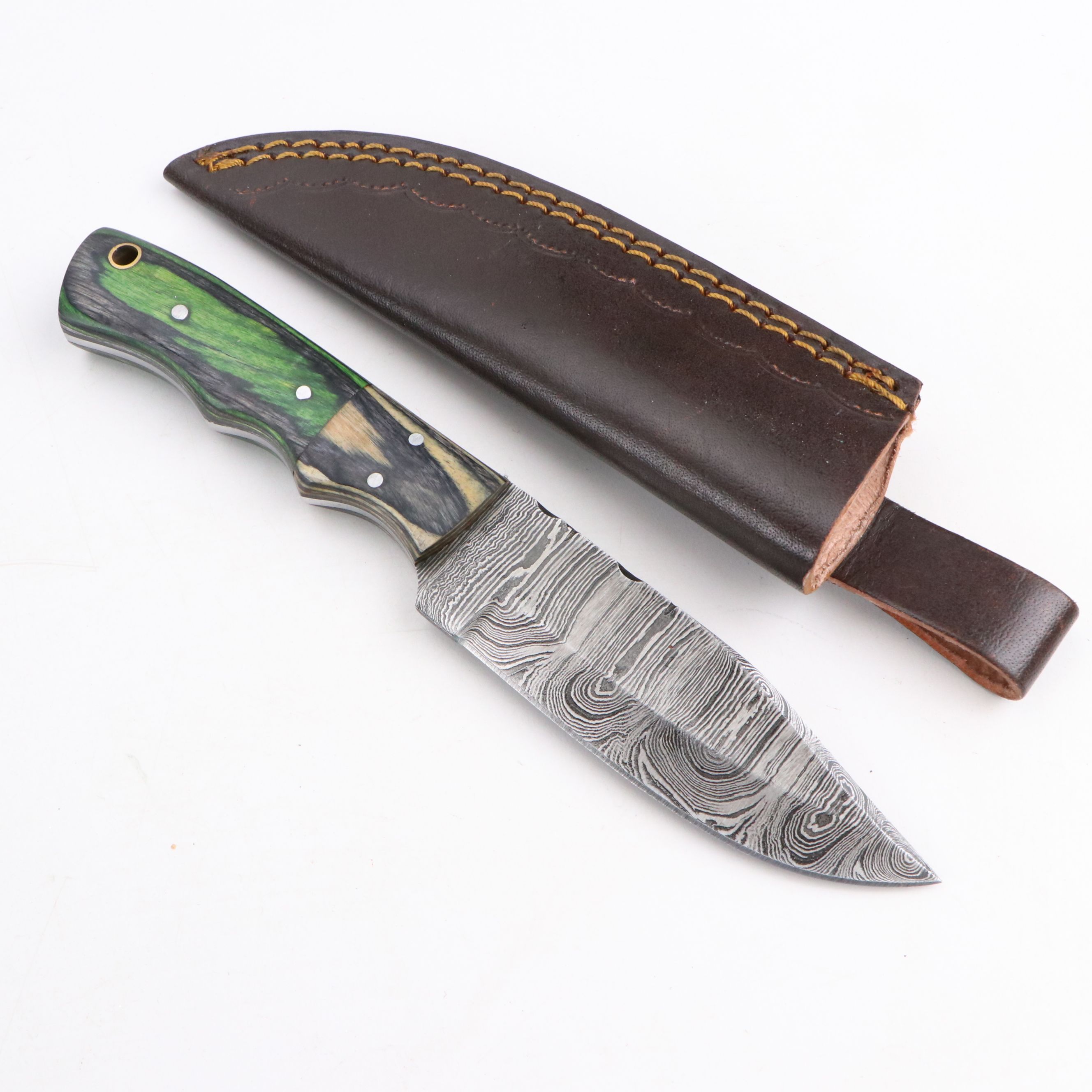 Damascus Steel Knives with Multicolor Handles