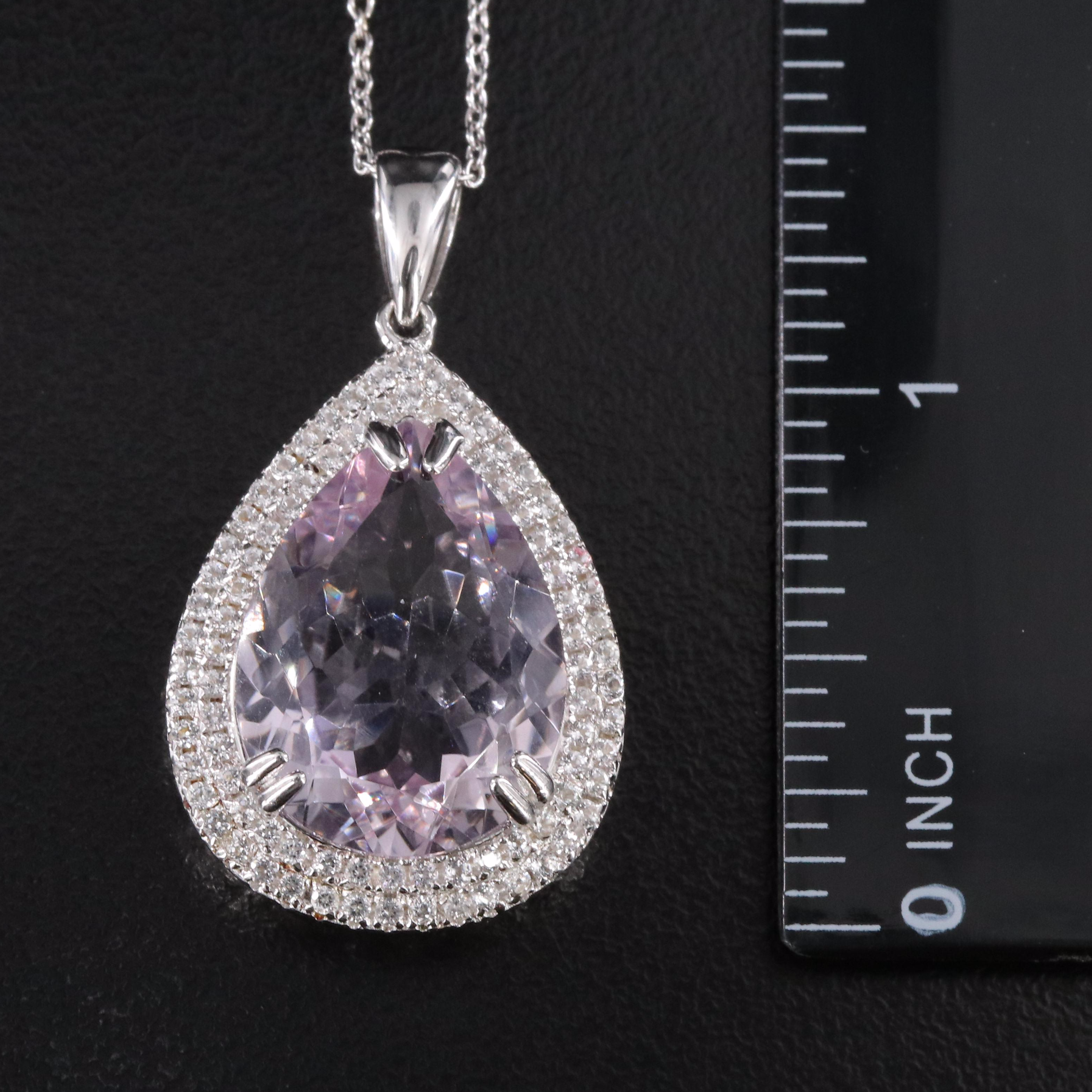 Sterling Amethyst and White Sapphire Pendant Necklace