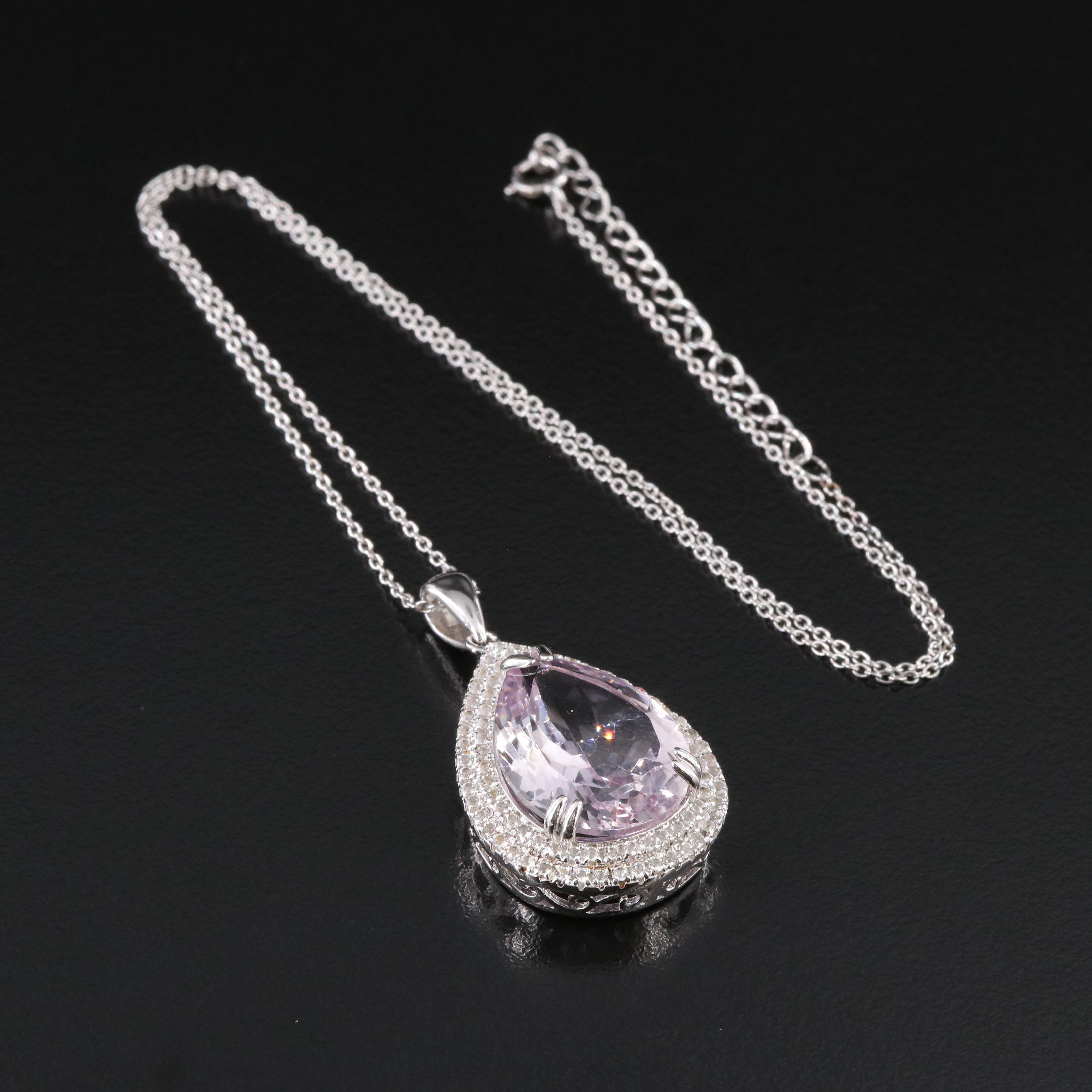 Sterling Amethyst and White Sapphire Pendant Necklace