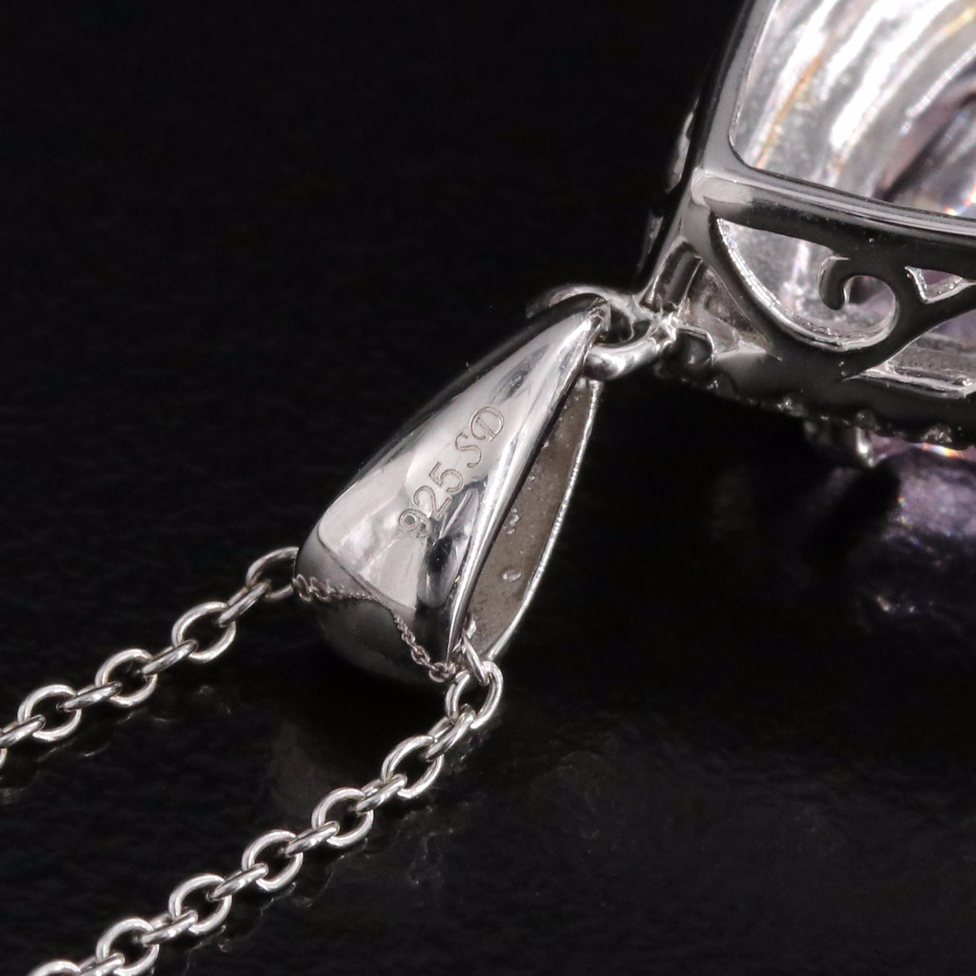 Sterling Amethyst and White Sapphire Pendant Necklace