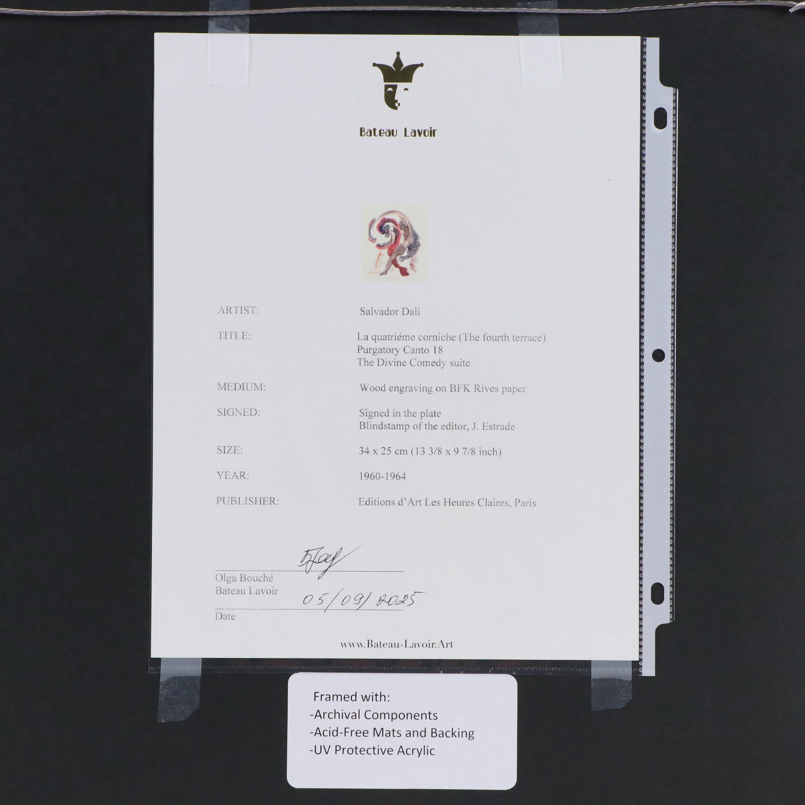 Salvador Dalí Wood Engraving "La Quatrième Corniche," 1960–1964