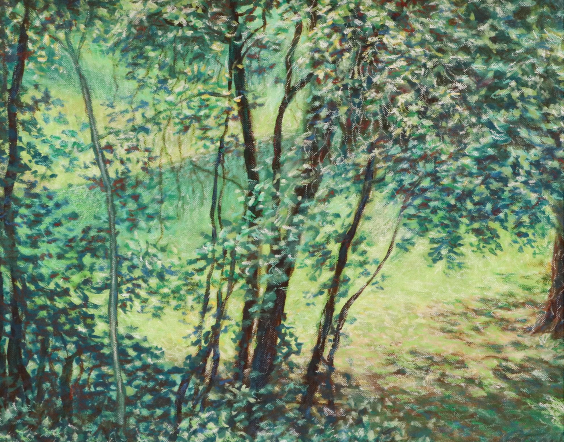 Michael Straw Mixed Media Landscape "Wood Opening," 1994