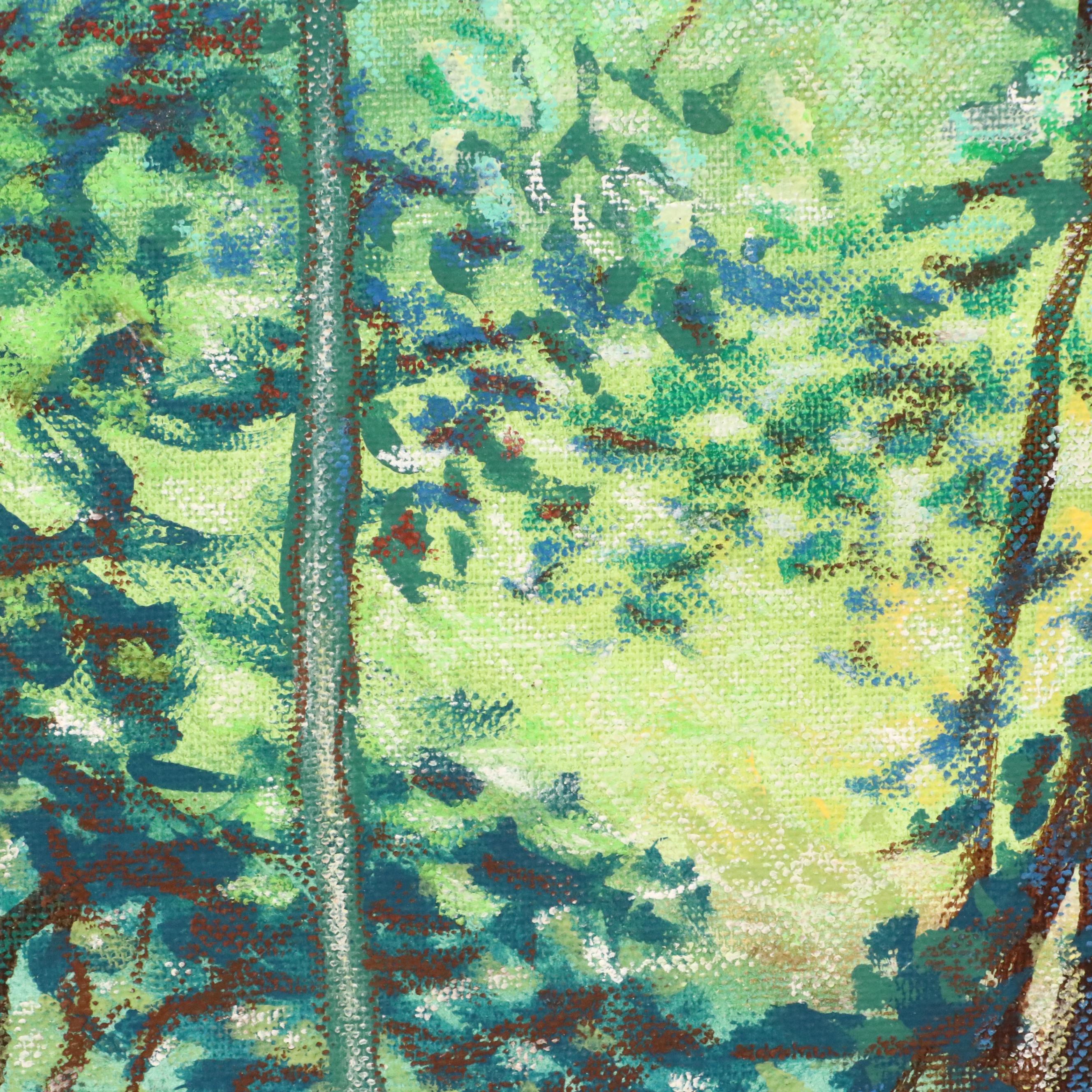 Michael Straw Mixed Media Landscape "Wood Opening," 1994