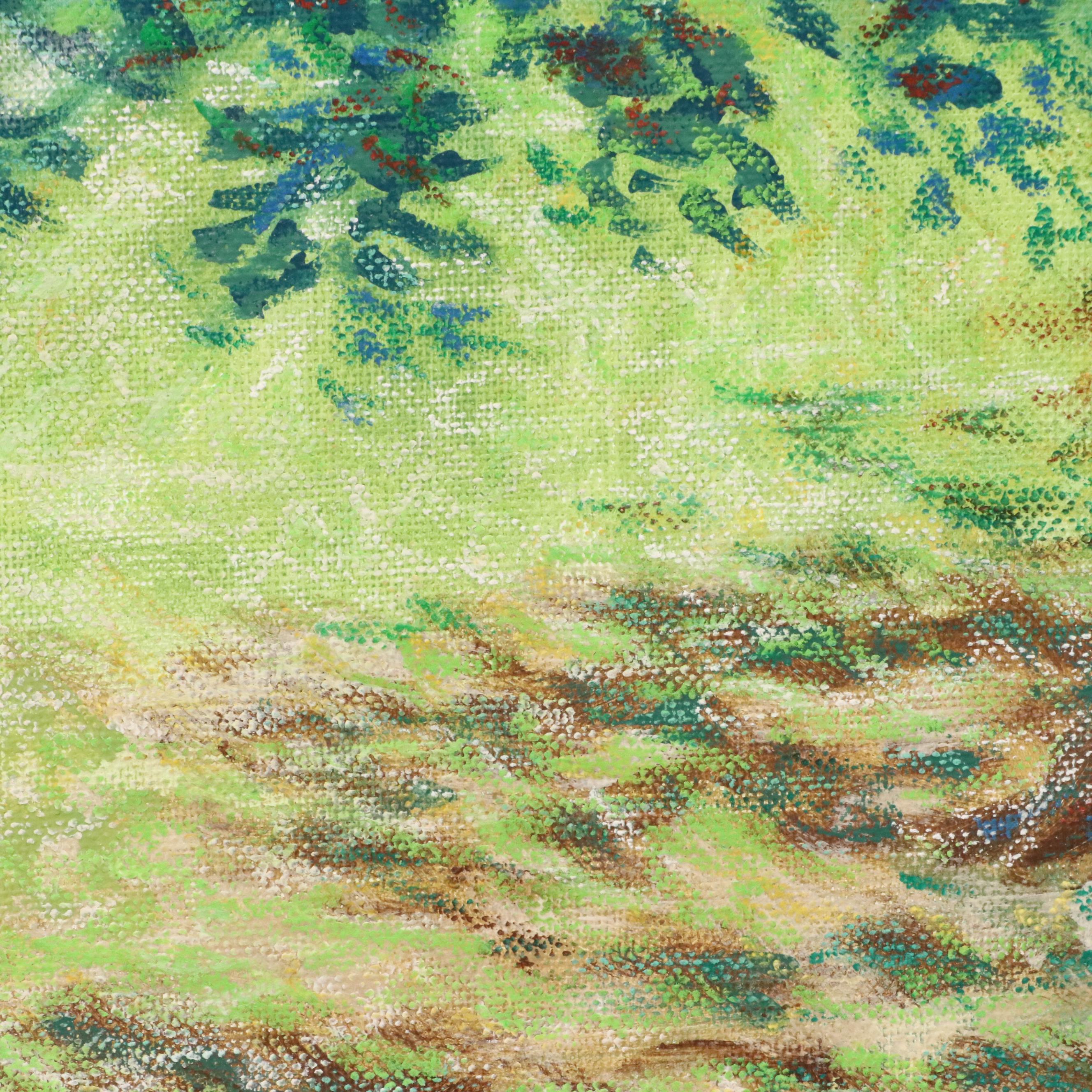 Michael Straw Mixed Media Landscape "Wood Opening," 1994