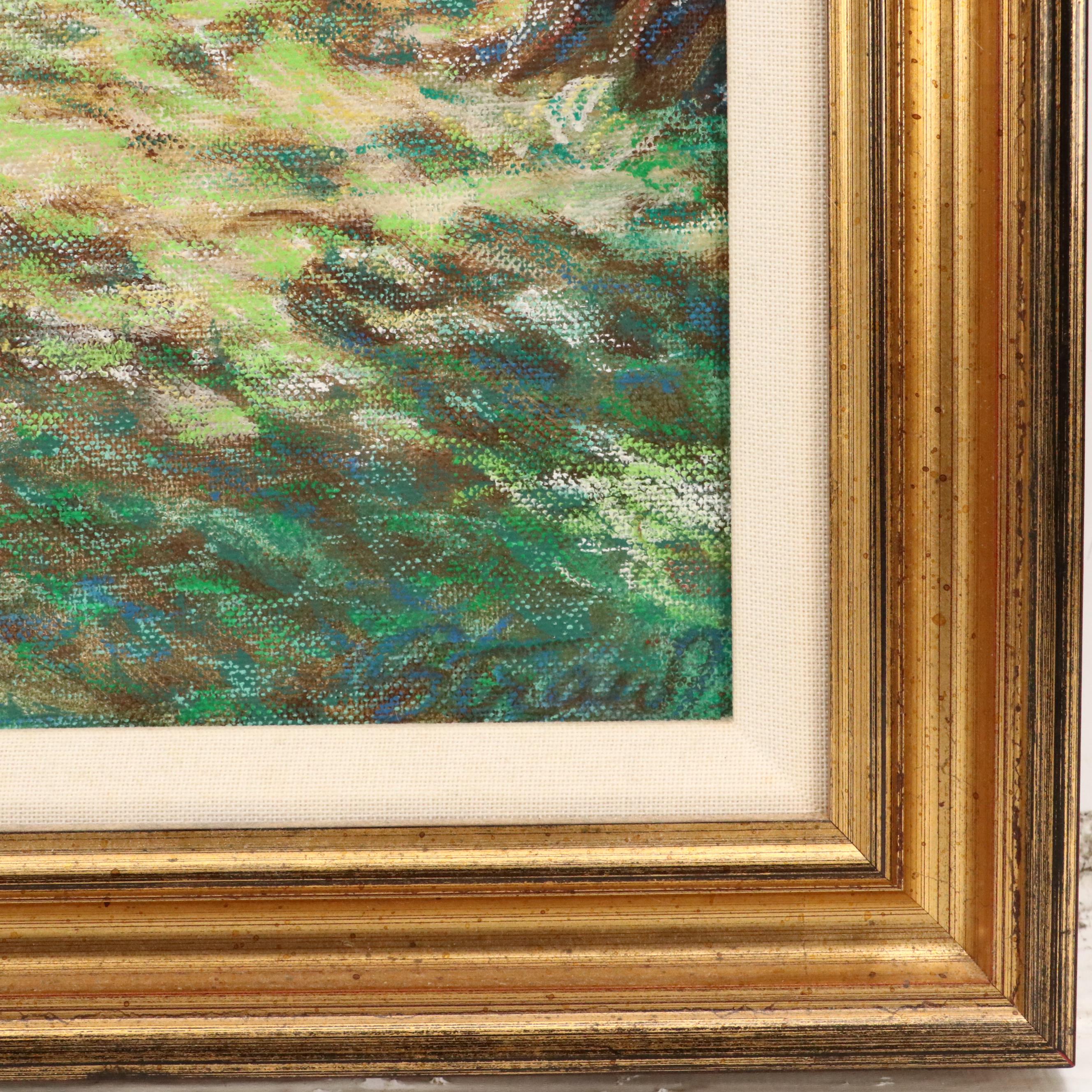 Michael Straw Mixed Media Landscape "Wood Opening," 1994