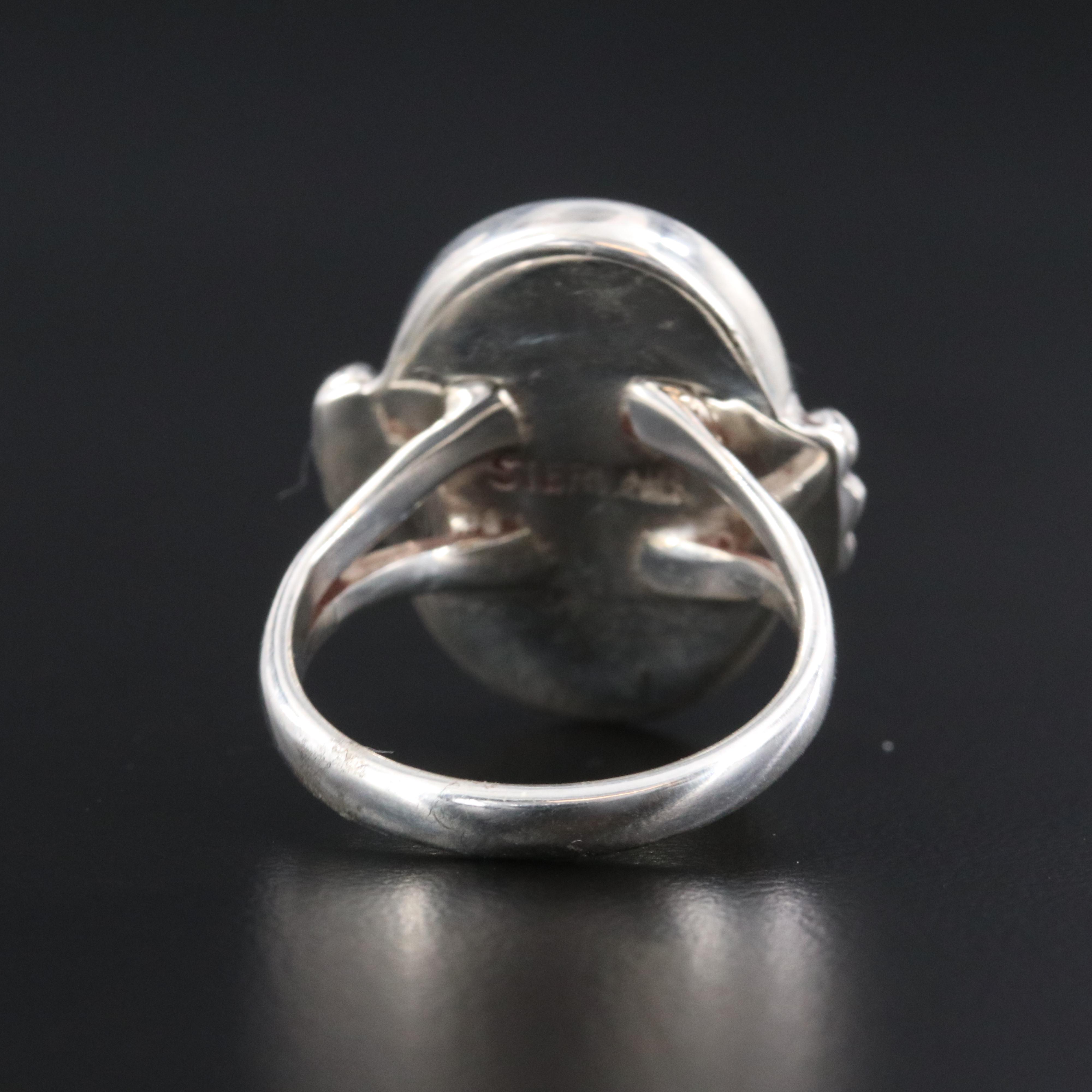 Western Style Sterling Opal and Mother-of-Pearl Ring