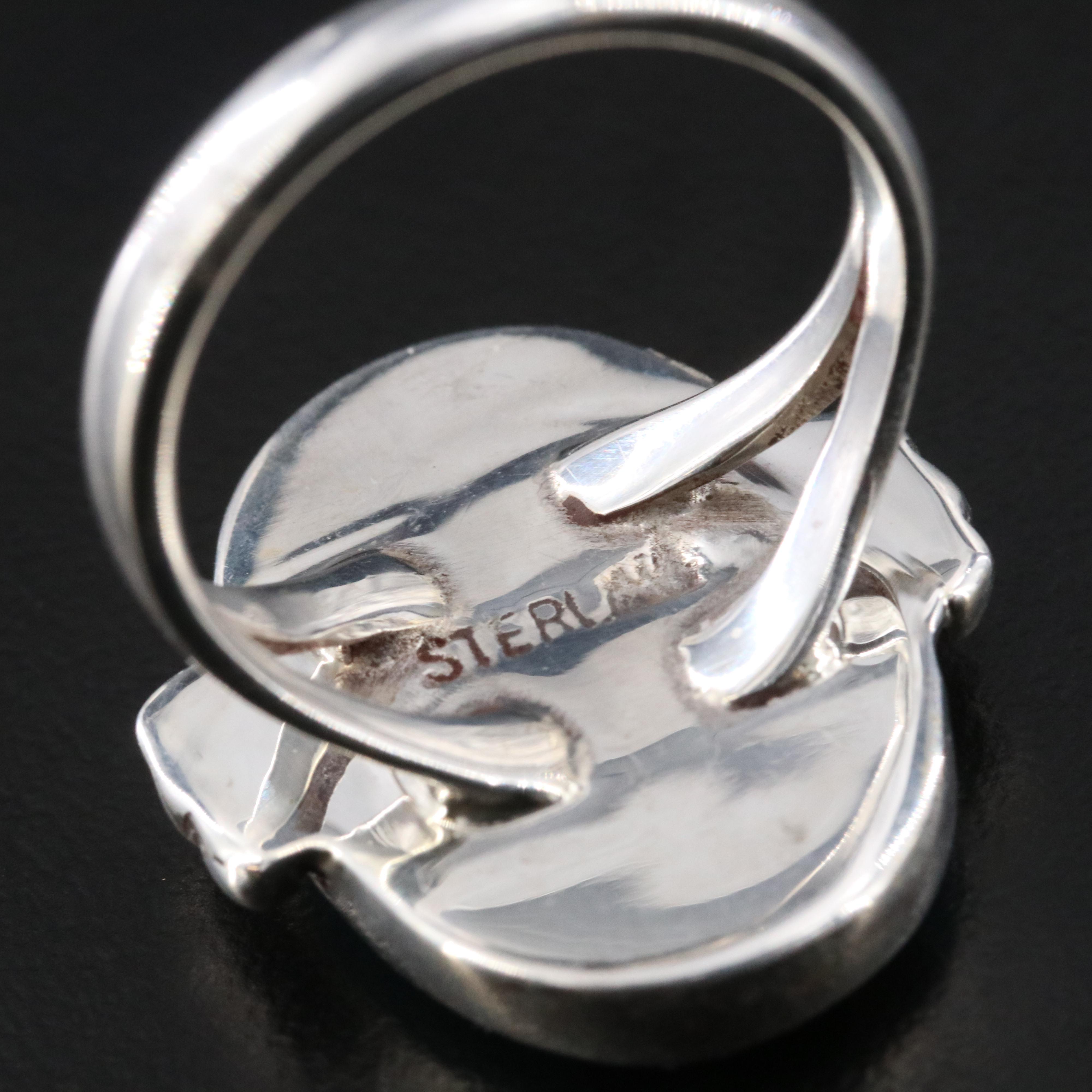 Western Style Sterling Opal and Mother-of-Pearl Ring