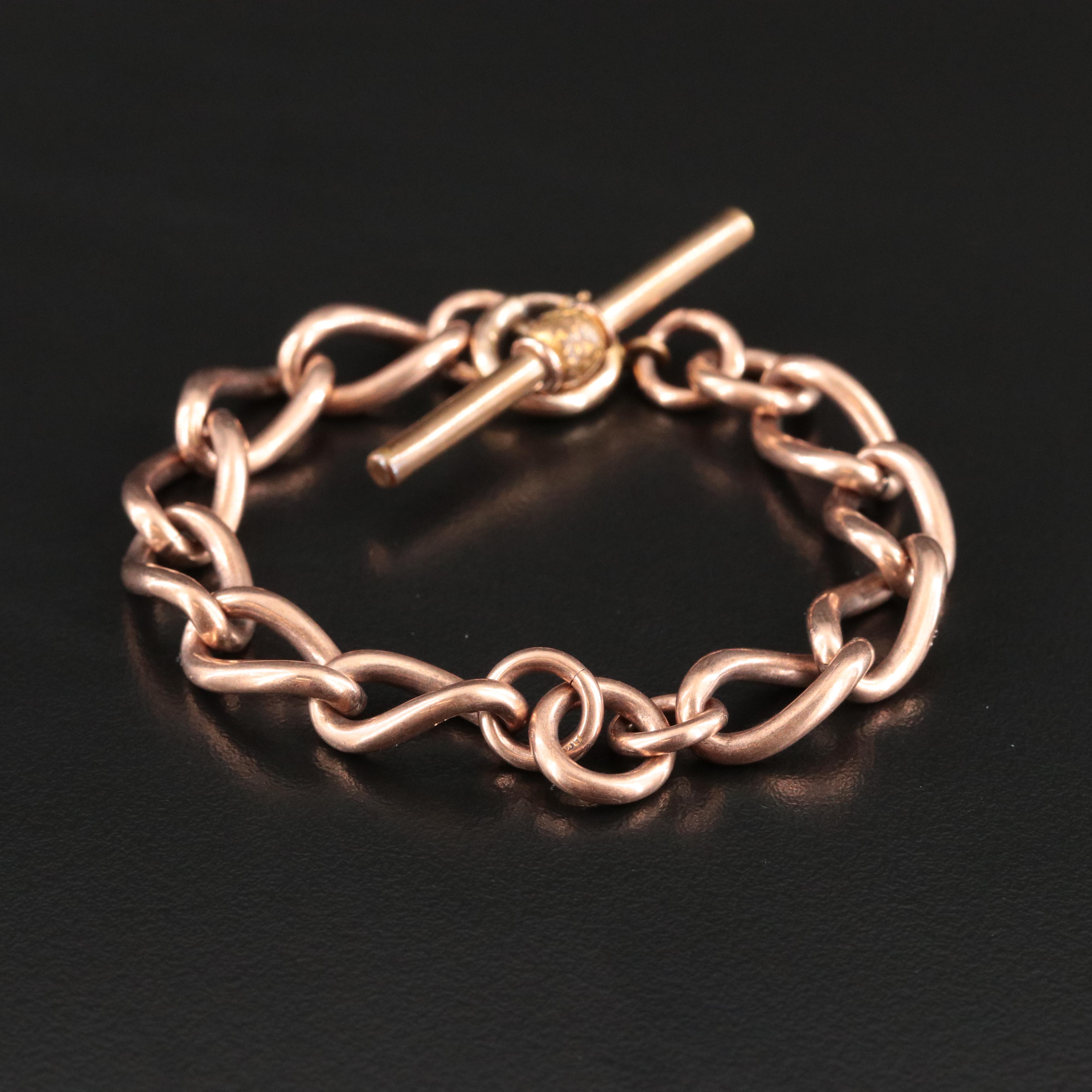 Vintage 9K Rose Gold Watch Chain