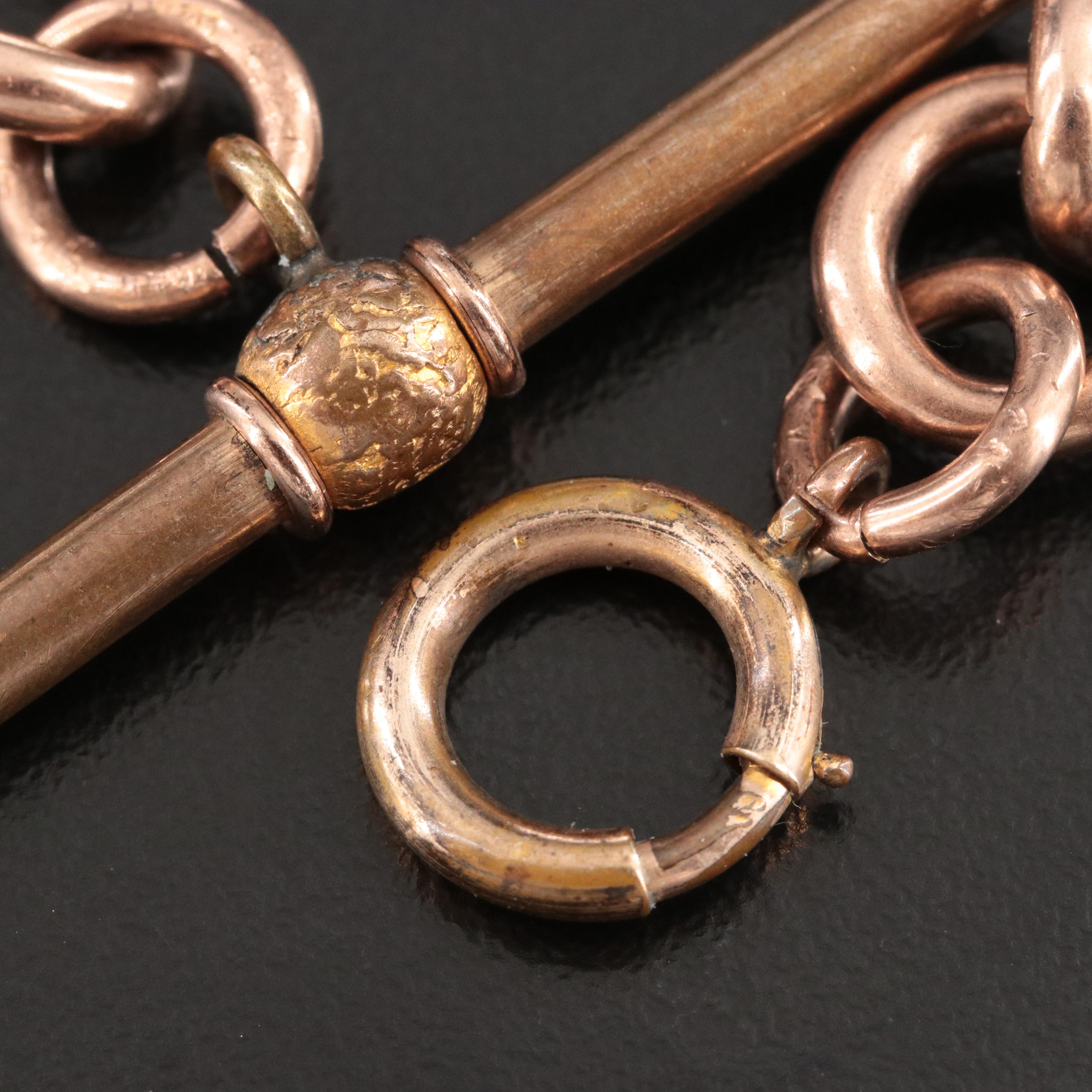 Vintage 9K Rose Gold Watch Chain