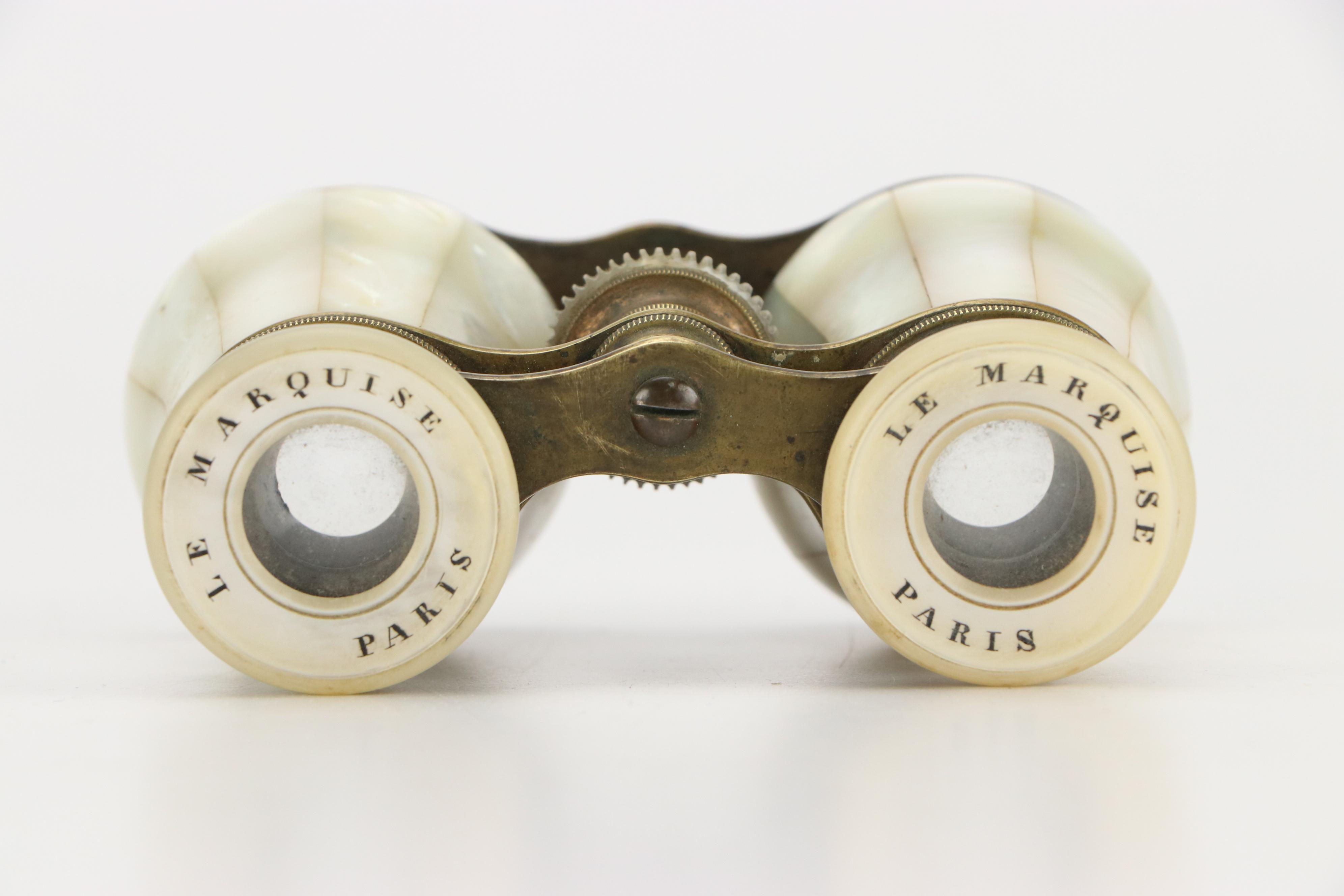 Le Marquise French Mother-of-Pearl and Brass Opera Glasses