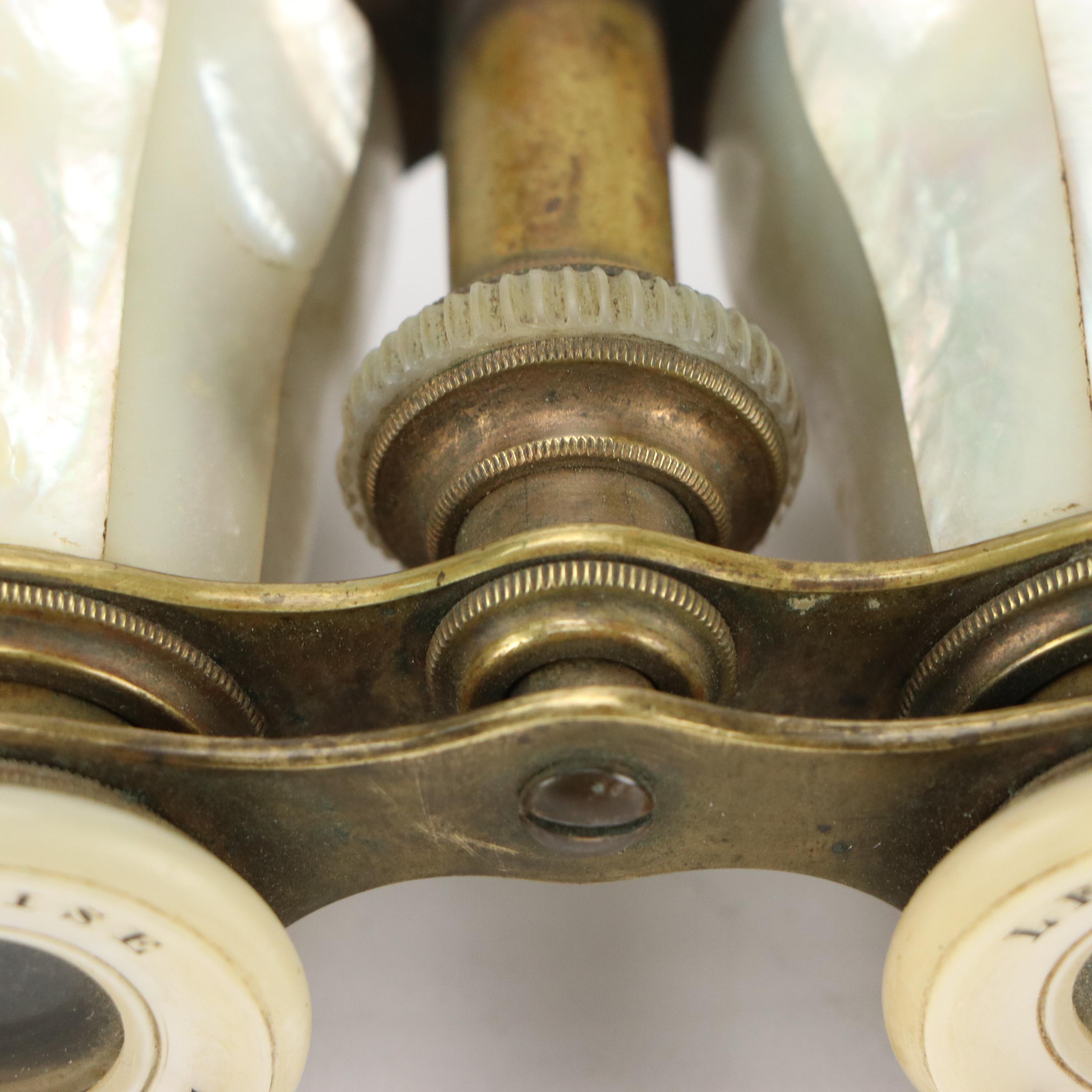 Le Marquise French Mother-of-Pearl and Brass Opera Glasses