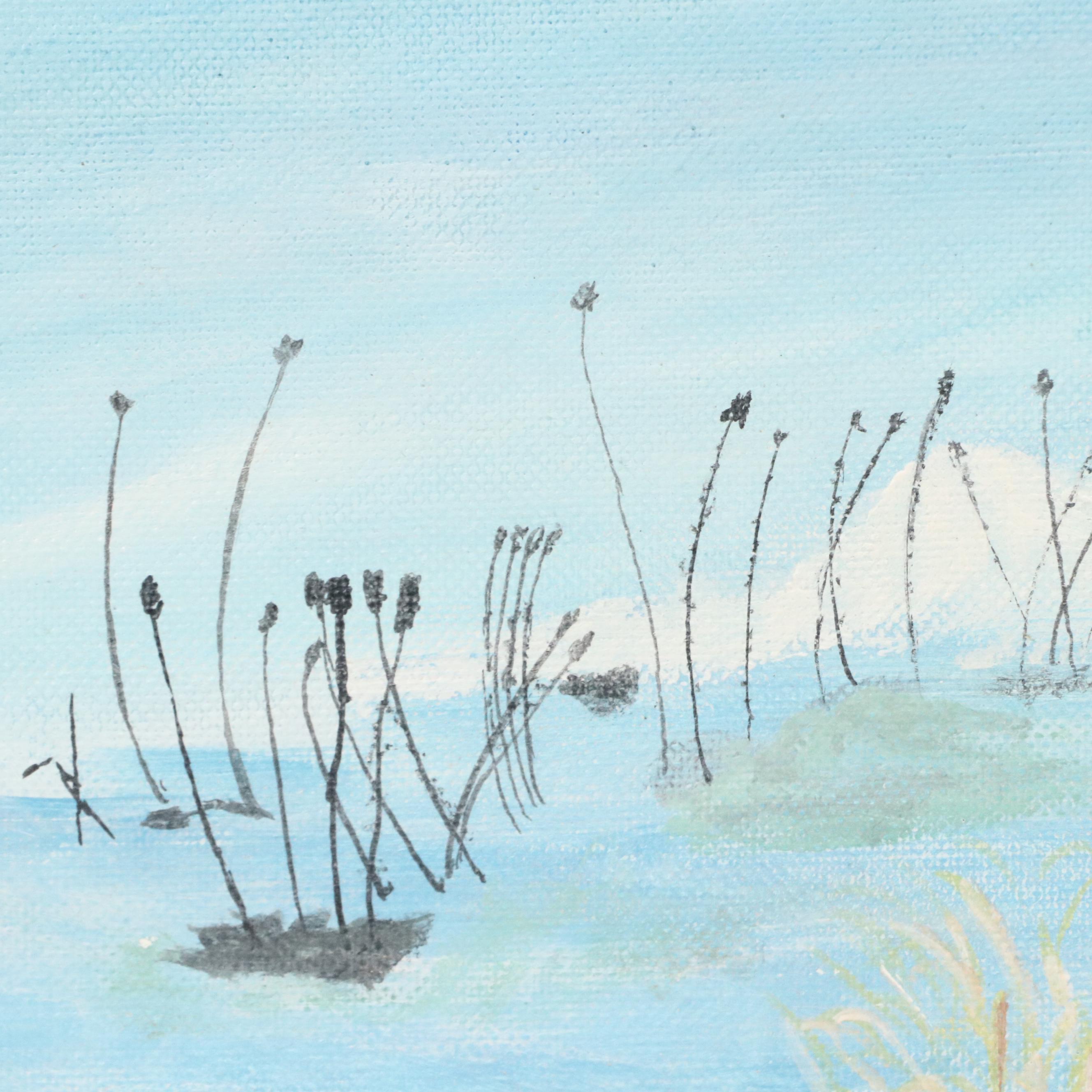 James Clark Winter Coastal Acrylic Painting, Mid to Late 20th Century