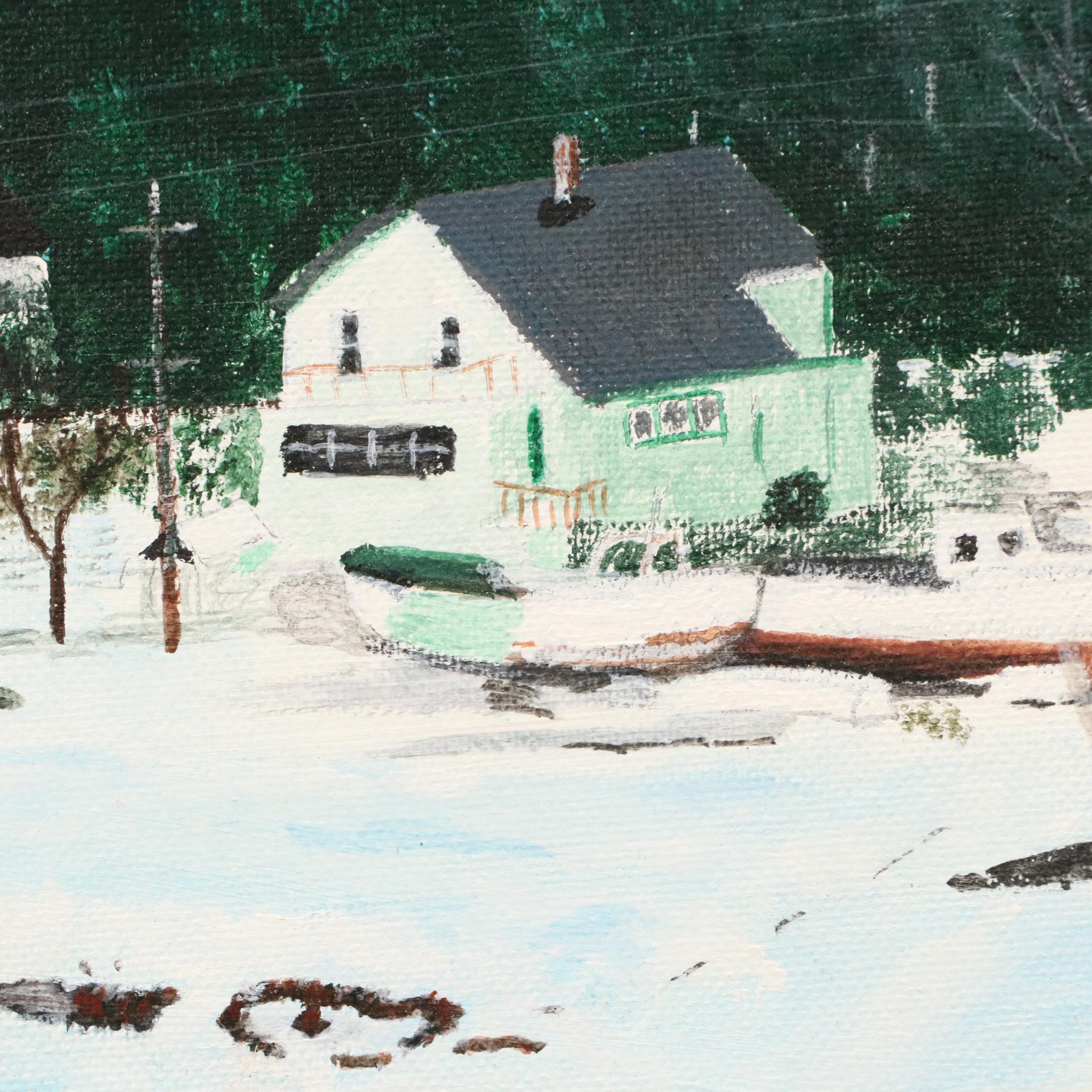 James Clark Winter Coastal Acrylic Painting, Mid to Late 20th Century