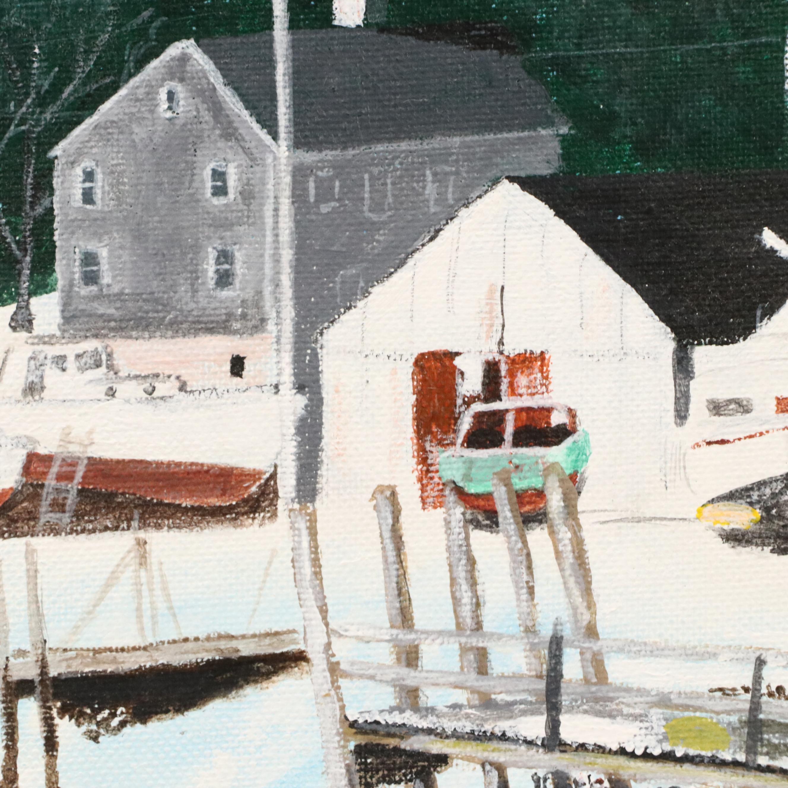 James Clark Winter Coastal Acrylic Painting, Mid to Late 20th Century