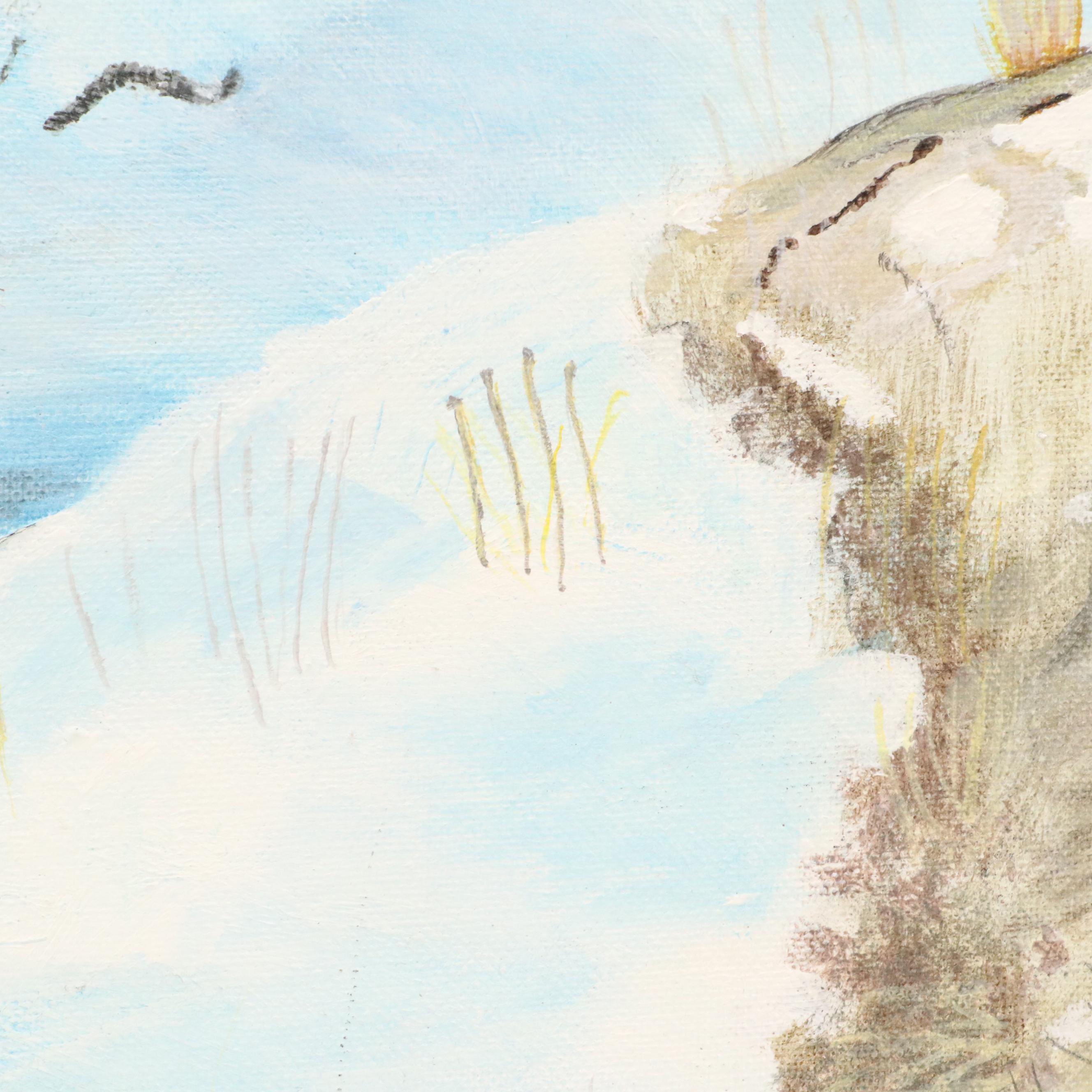 James Clark Winter Coastal Acrylic Painting, Mid to Late 20th Century